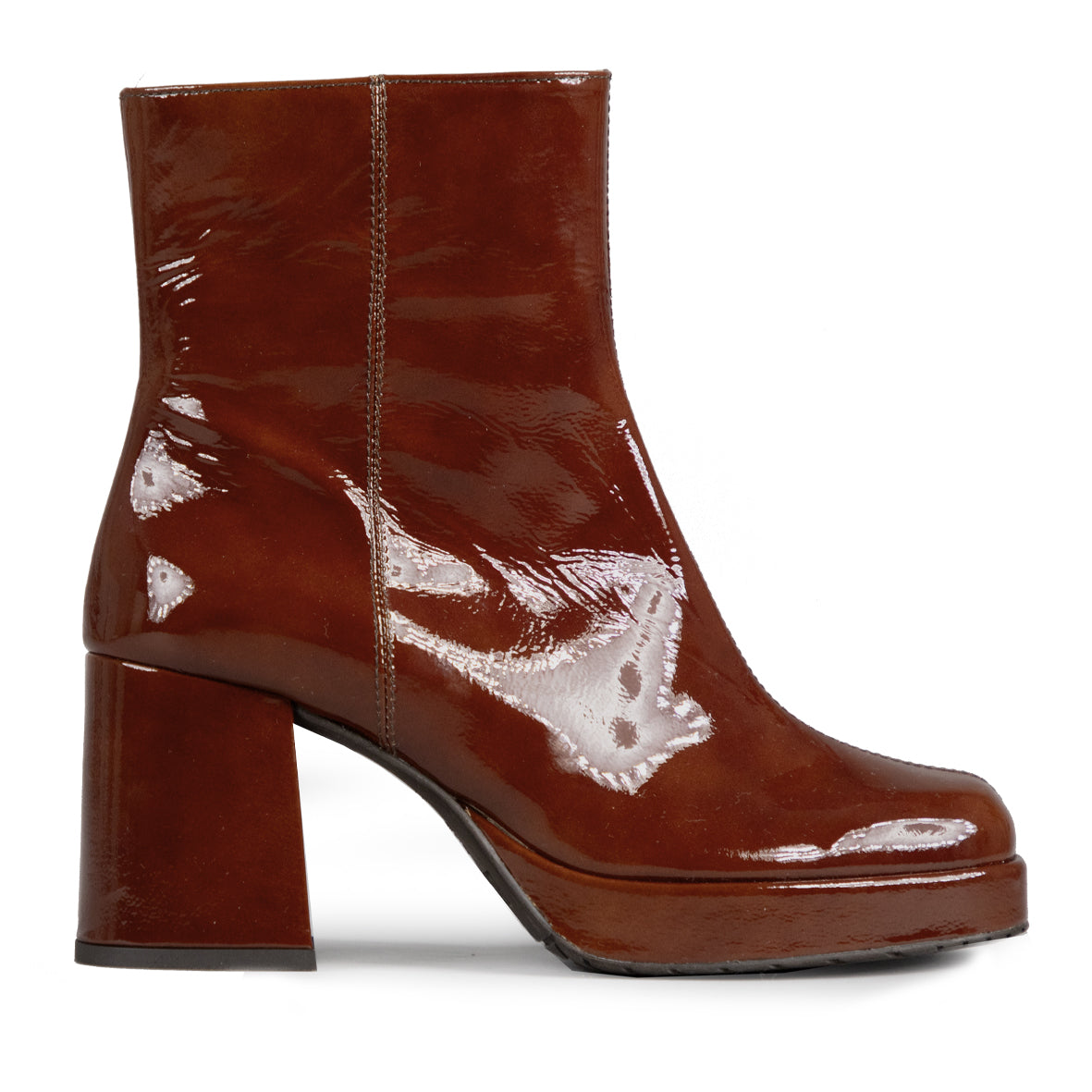 Brown patent ankle boots hotsell