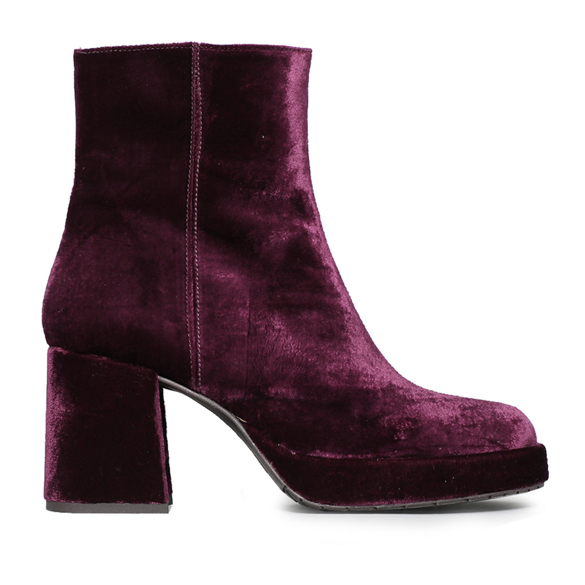 Sassy Vegan Velvet Aubergine Mid Boot by Esska