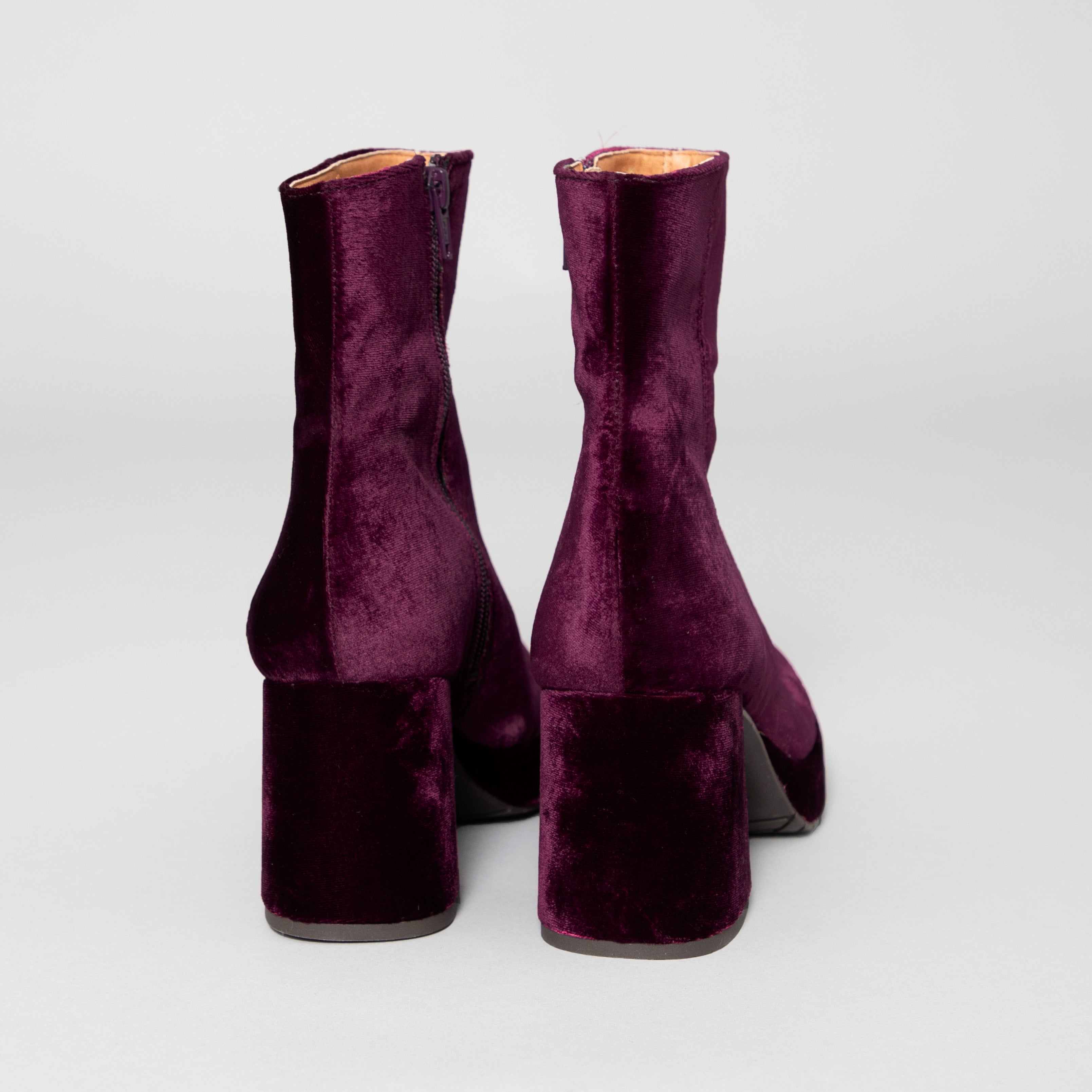 Sassy Vegan Velvet Aubergine Mid Boot by Esska