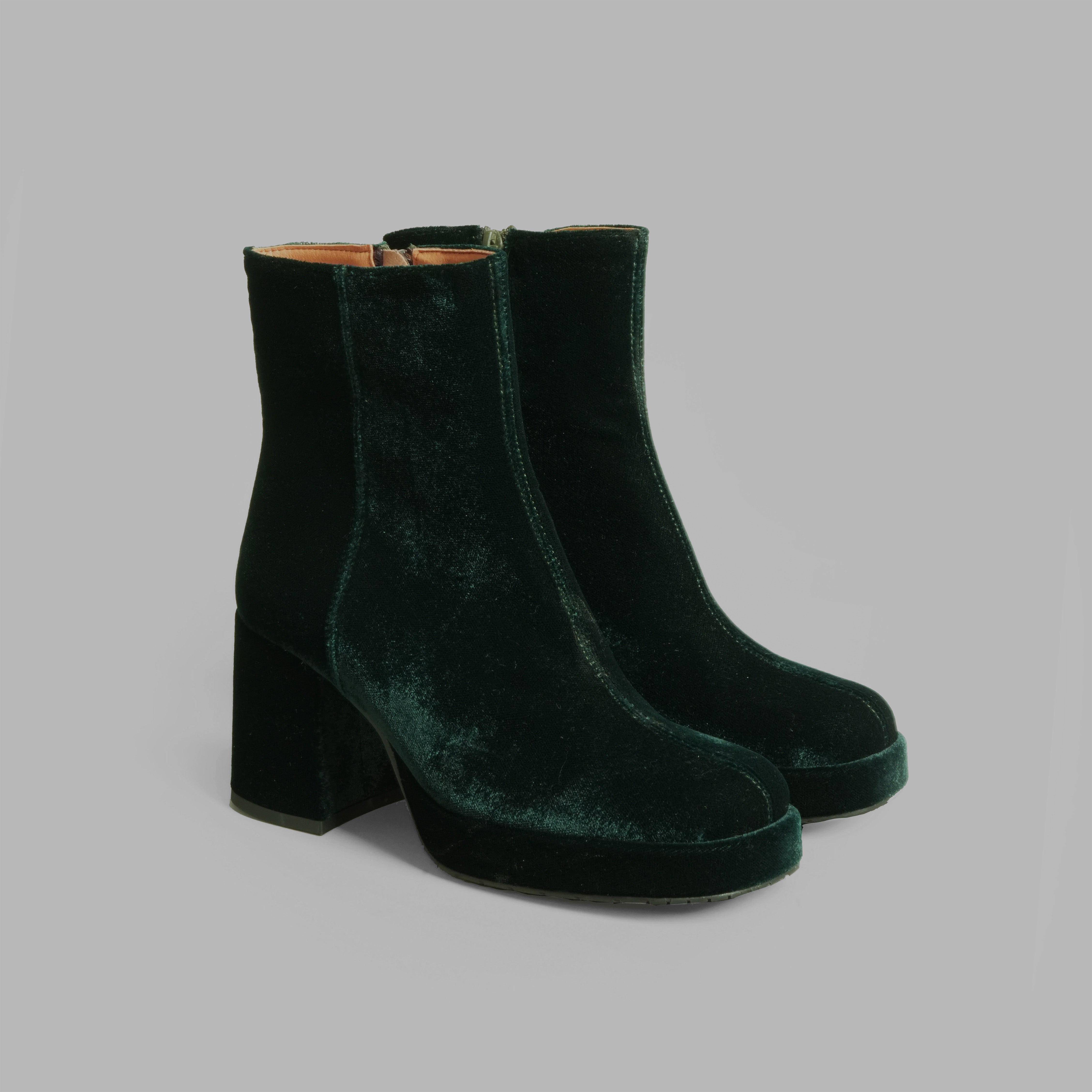 Sassy Vegan Velvet Green Mid Boot by Esska
