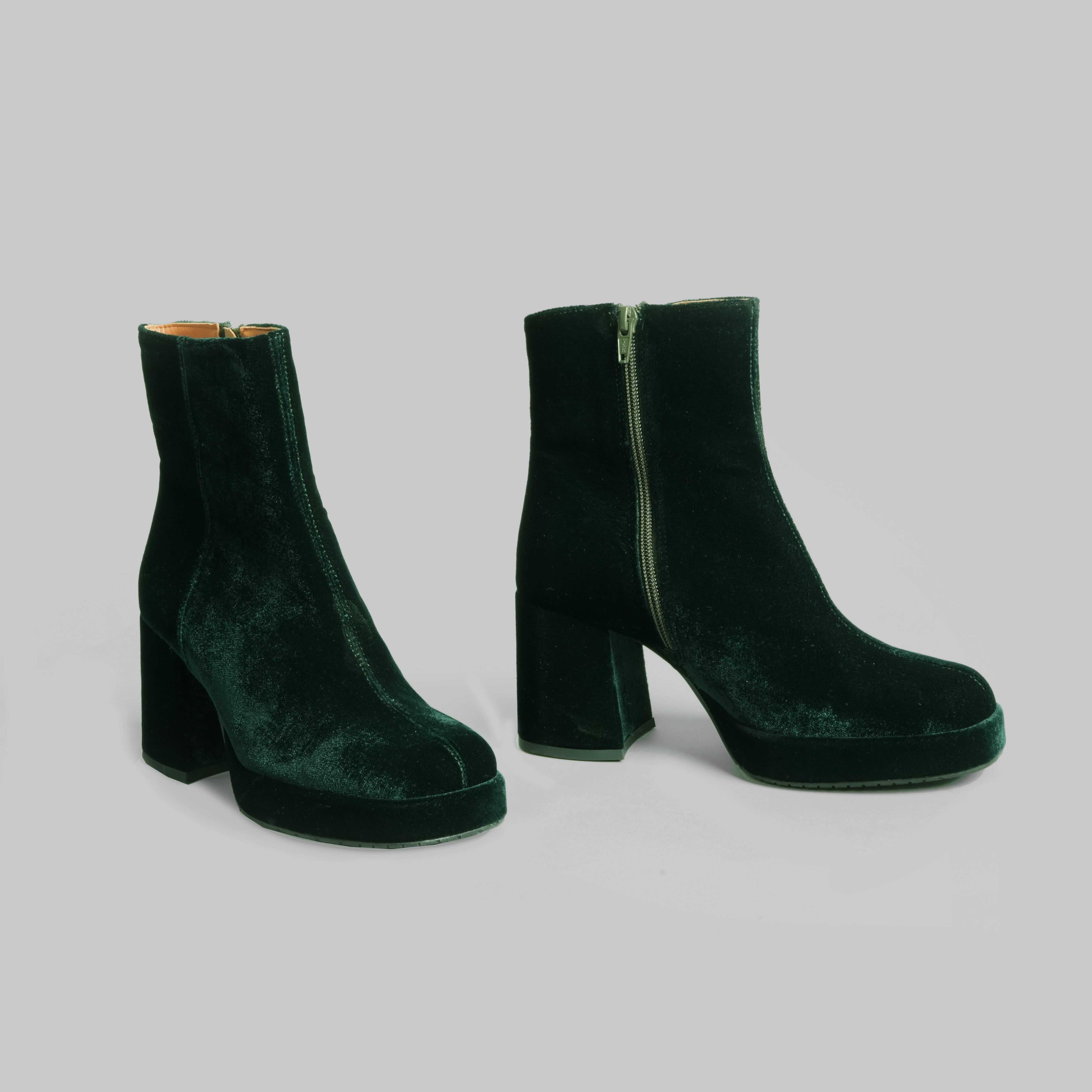 Sassy Vegan Velvet Green Mid Boot by Esska