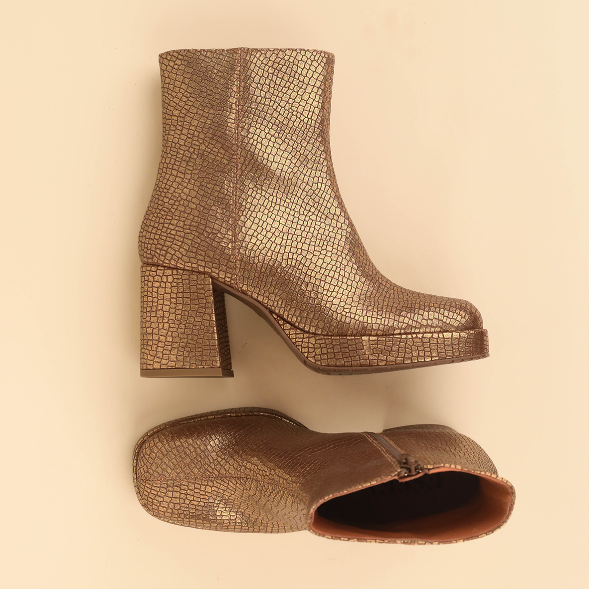 Sassy Antique Gold Mid Boot by Esska