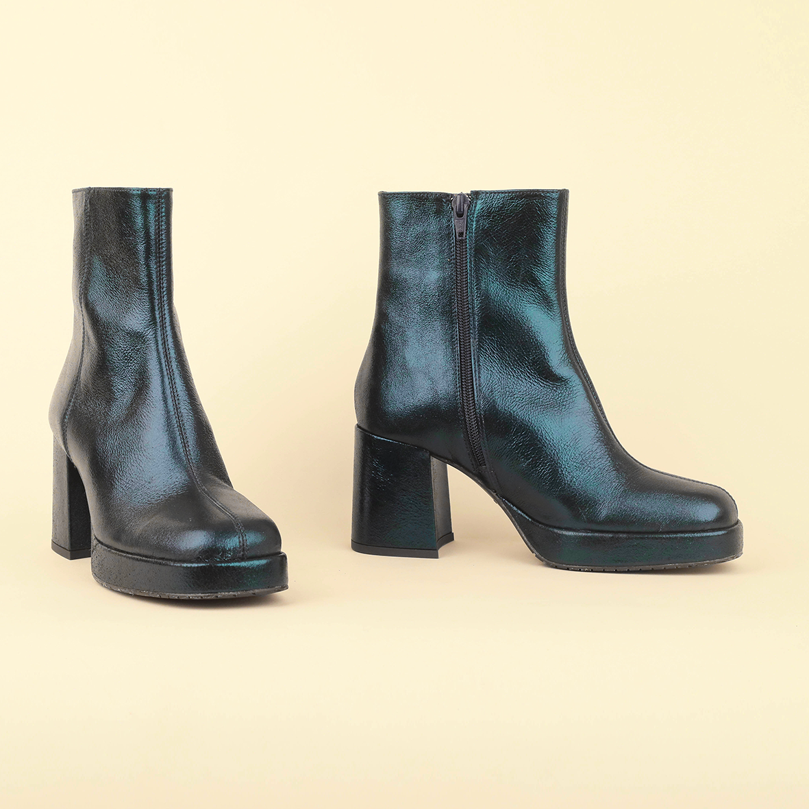 Sassy WIDE Metallic Teal Mid Boot by Esska