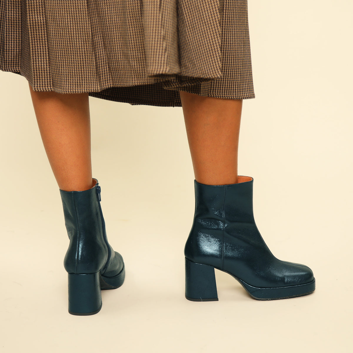 Sassy WIDE Metallic Teal Mid Boot by Esska
