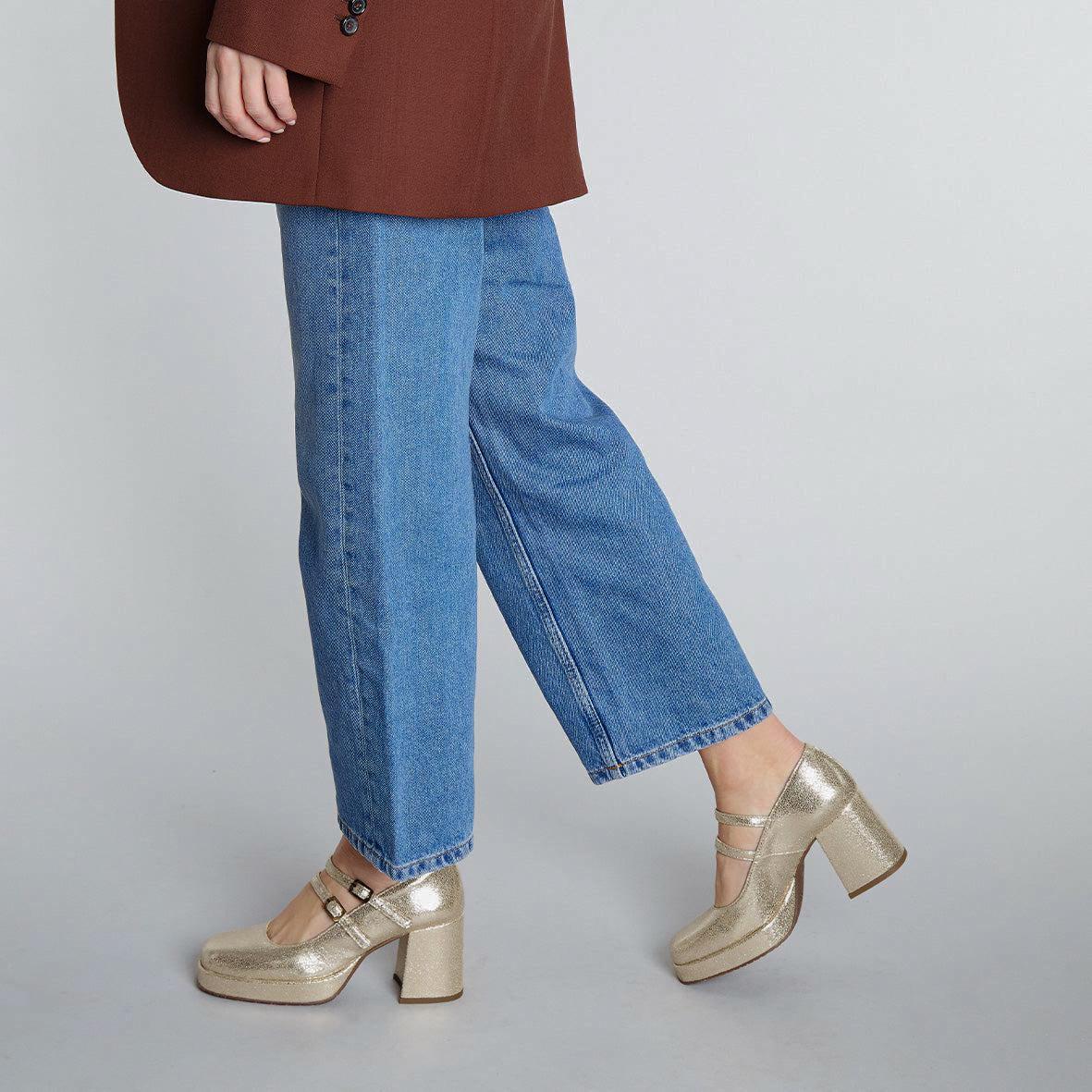 Sienna Vegan Platinum Mid High Shoe by Esska