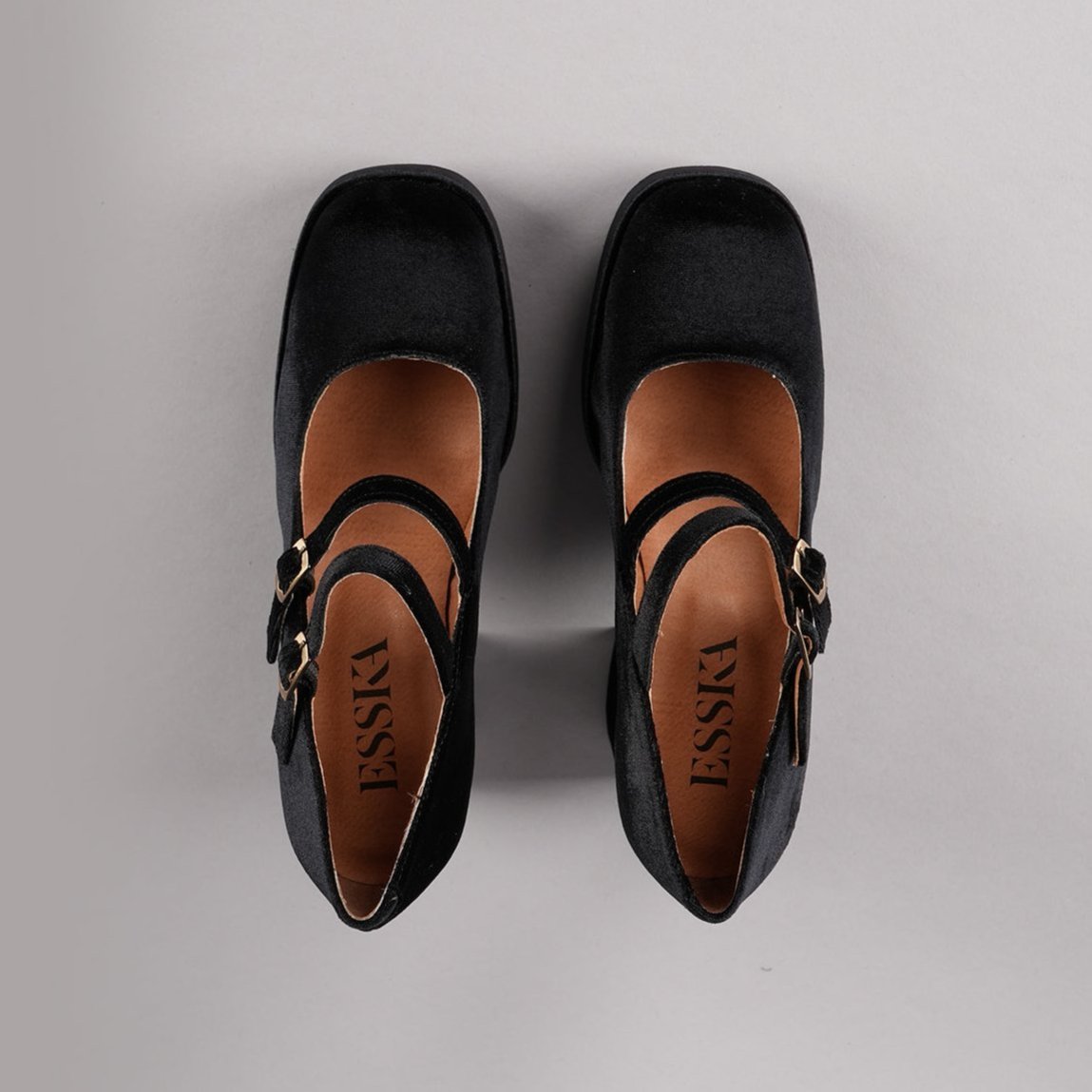 Sienna Vegan Velvet Black Mid Shoe by Esska