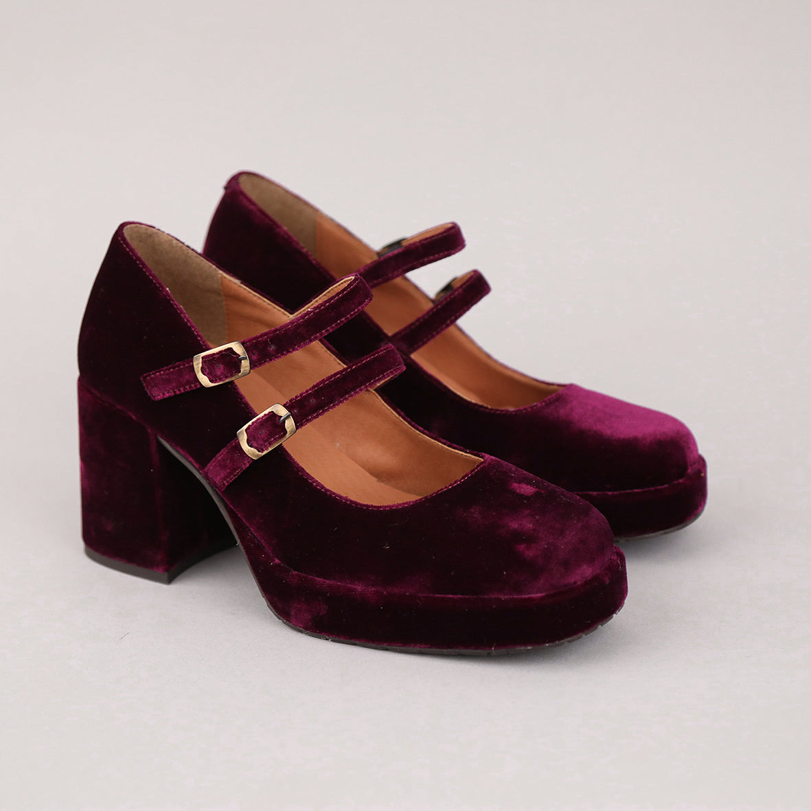 Sienna Vegan Velvet Aubergine Mid Shoe by Esska