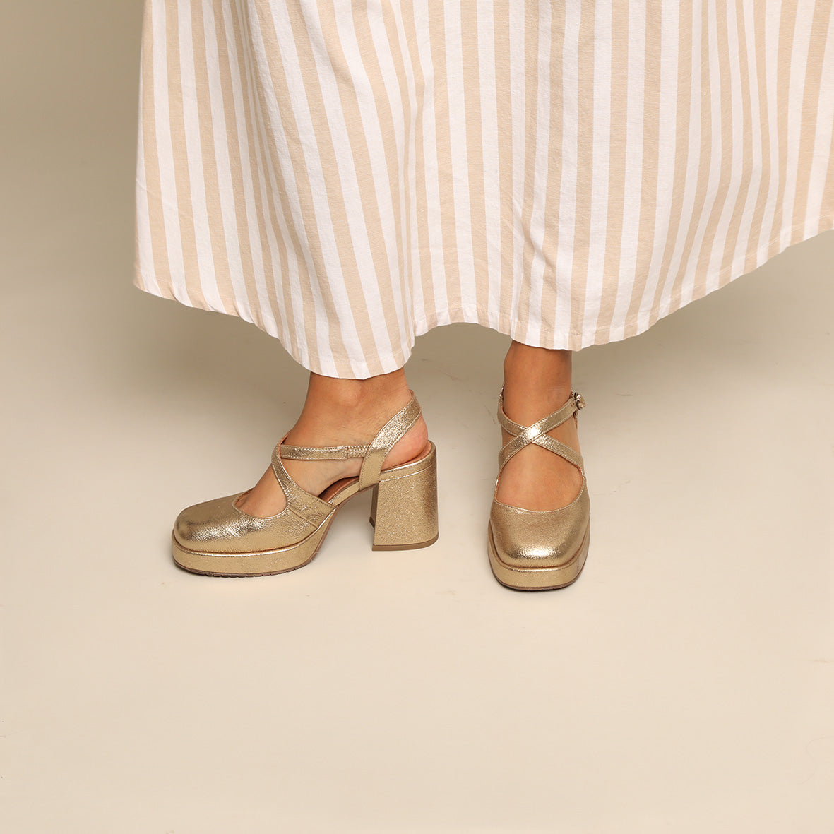 Sophie Gold Dust Mid Shoe by Esska