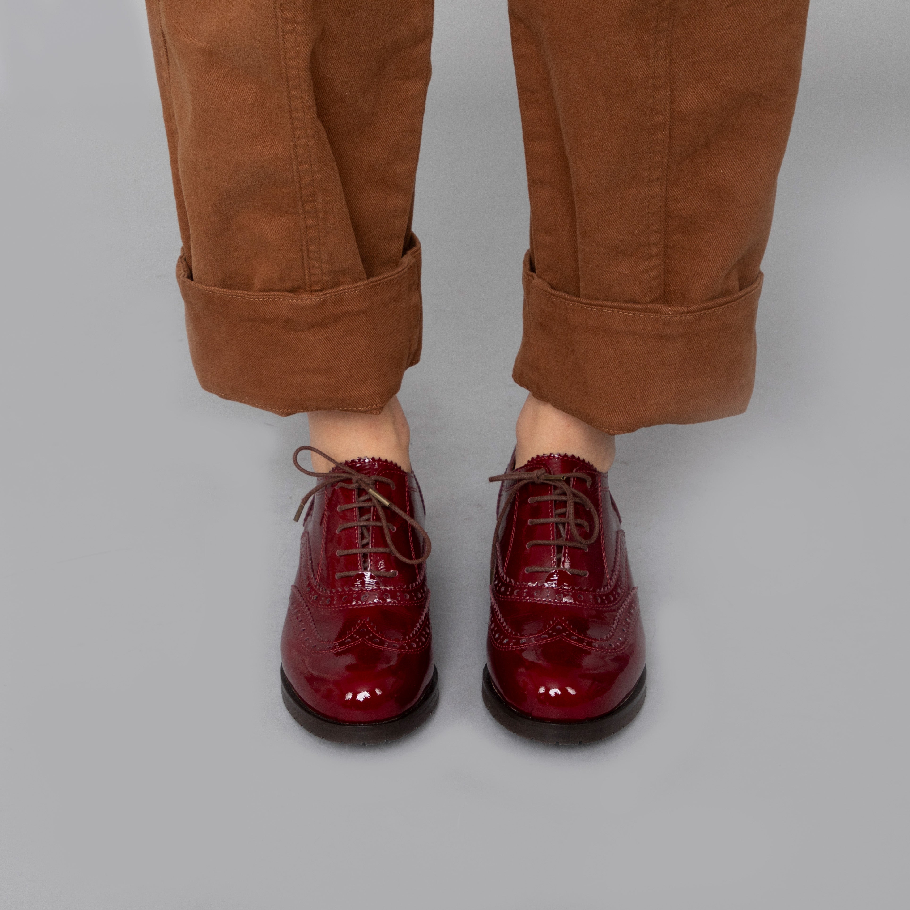 Tess Wine Patent Flat Shoe by Esska