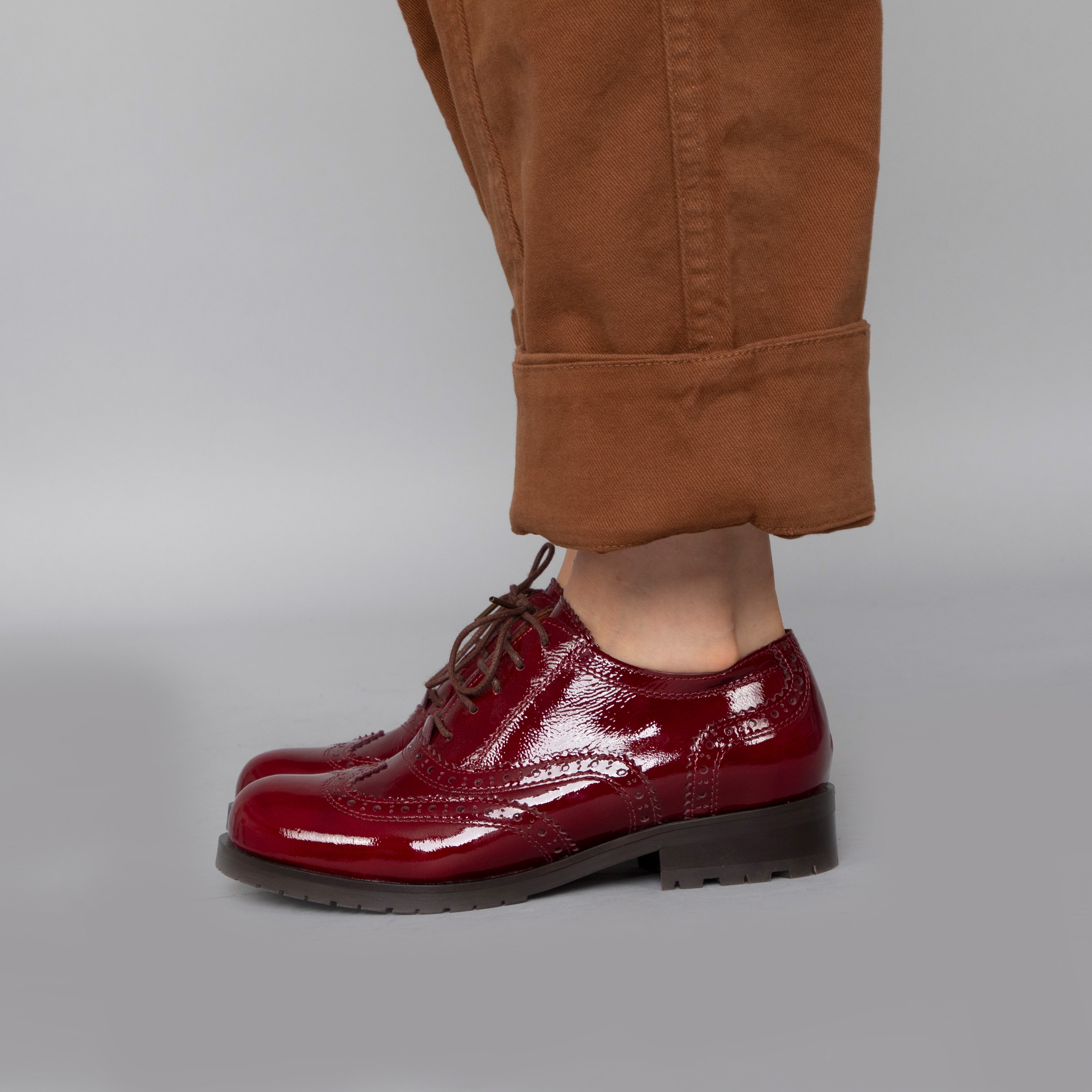 Tess Wine Patent Flat Shoe by Esska