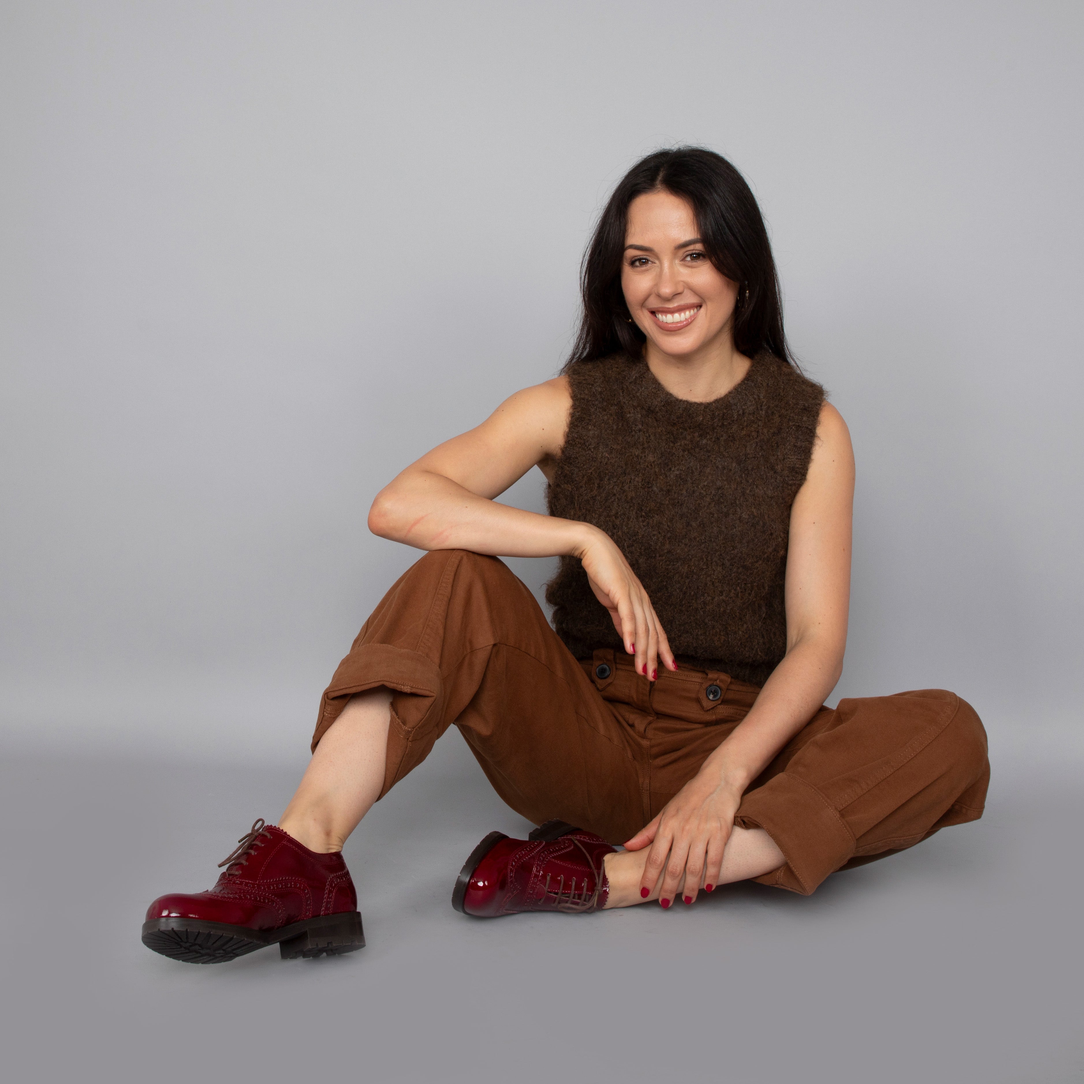 Tess Wine Patent Flat Shoe by Esska