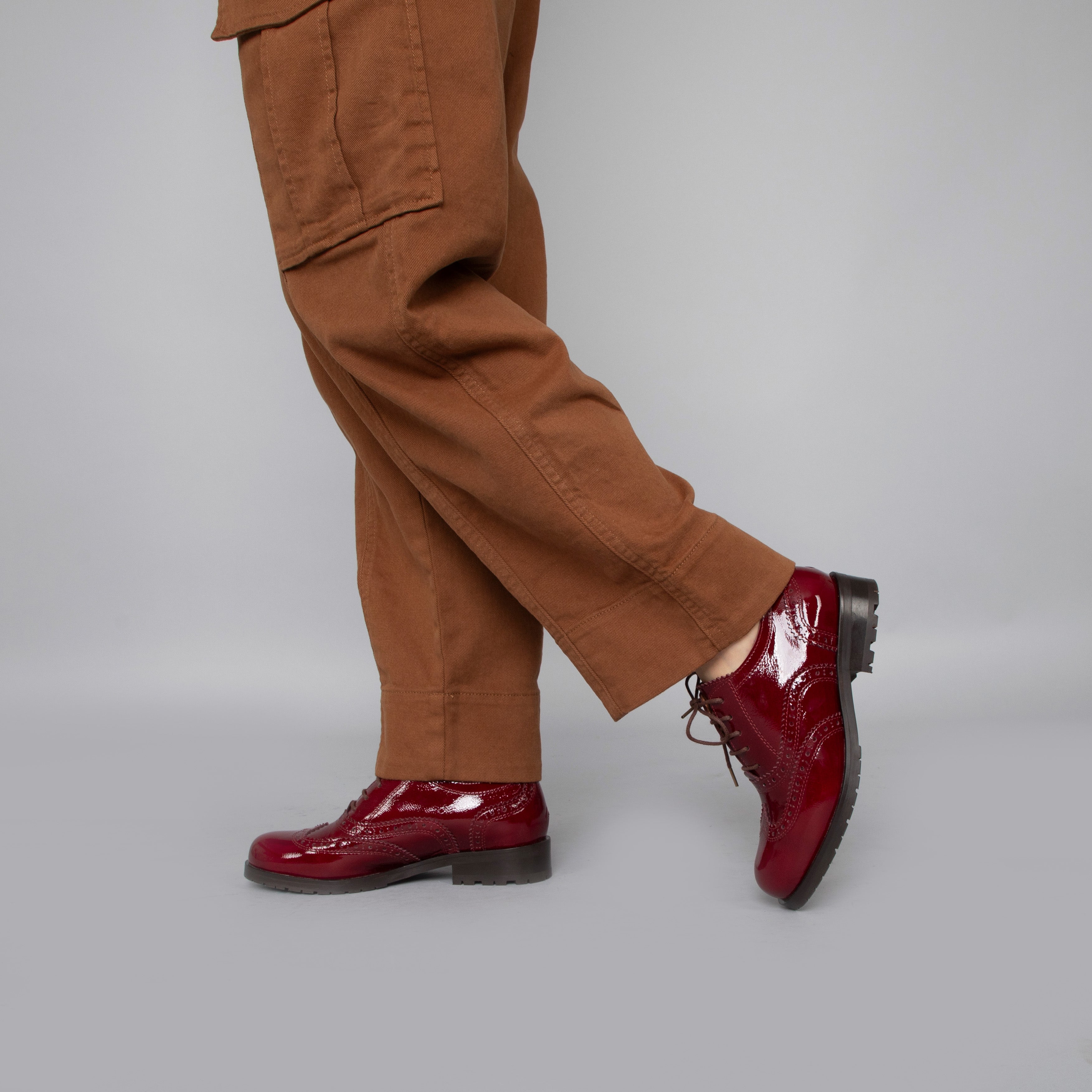 Tess Wine Patent Flat Shoe by Esska