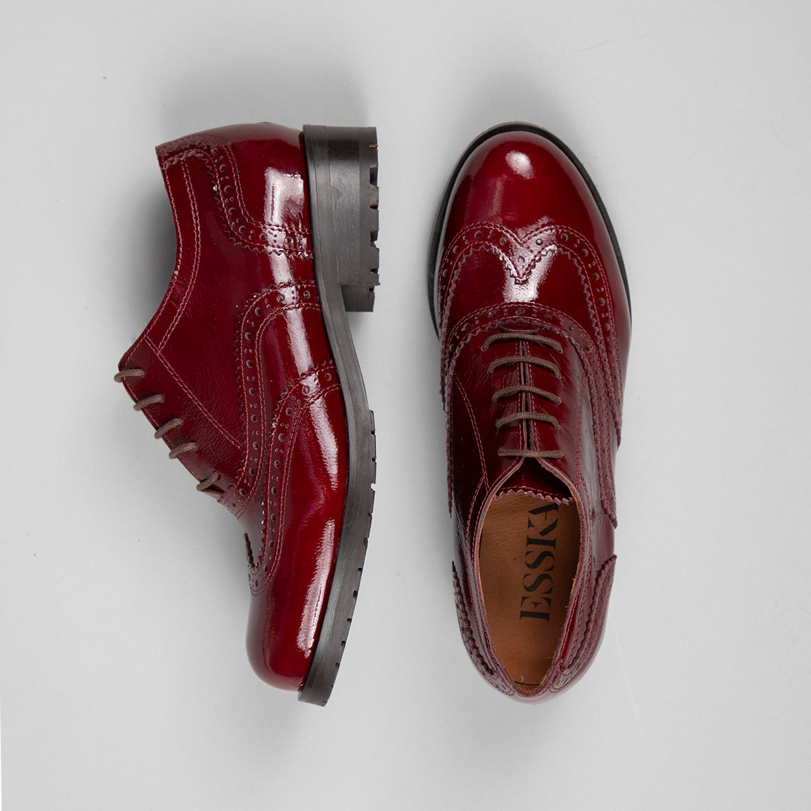 Tess Wine Patent Flat Shoe by Esska