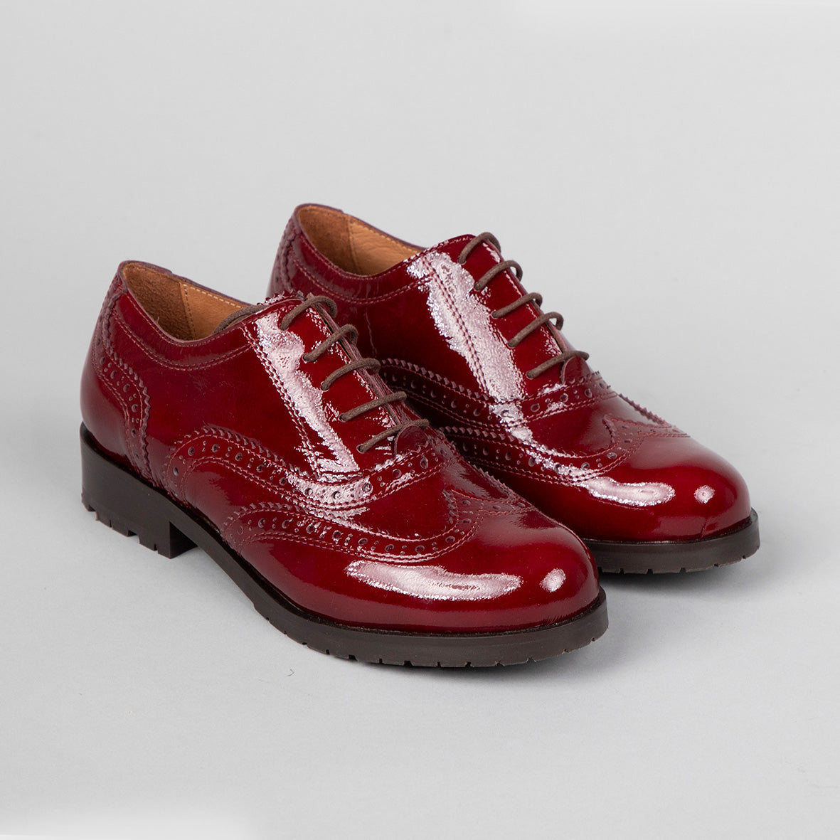 Tess Wine Patent Flat Shoe by Esska