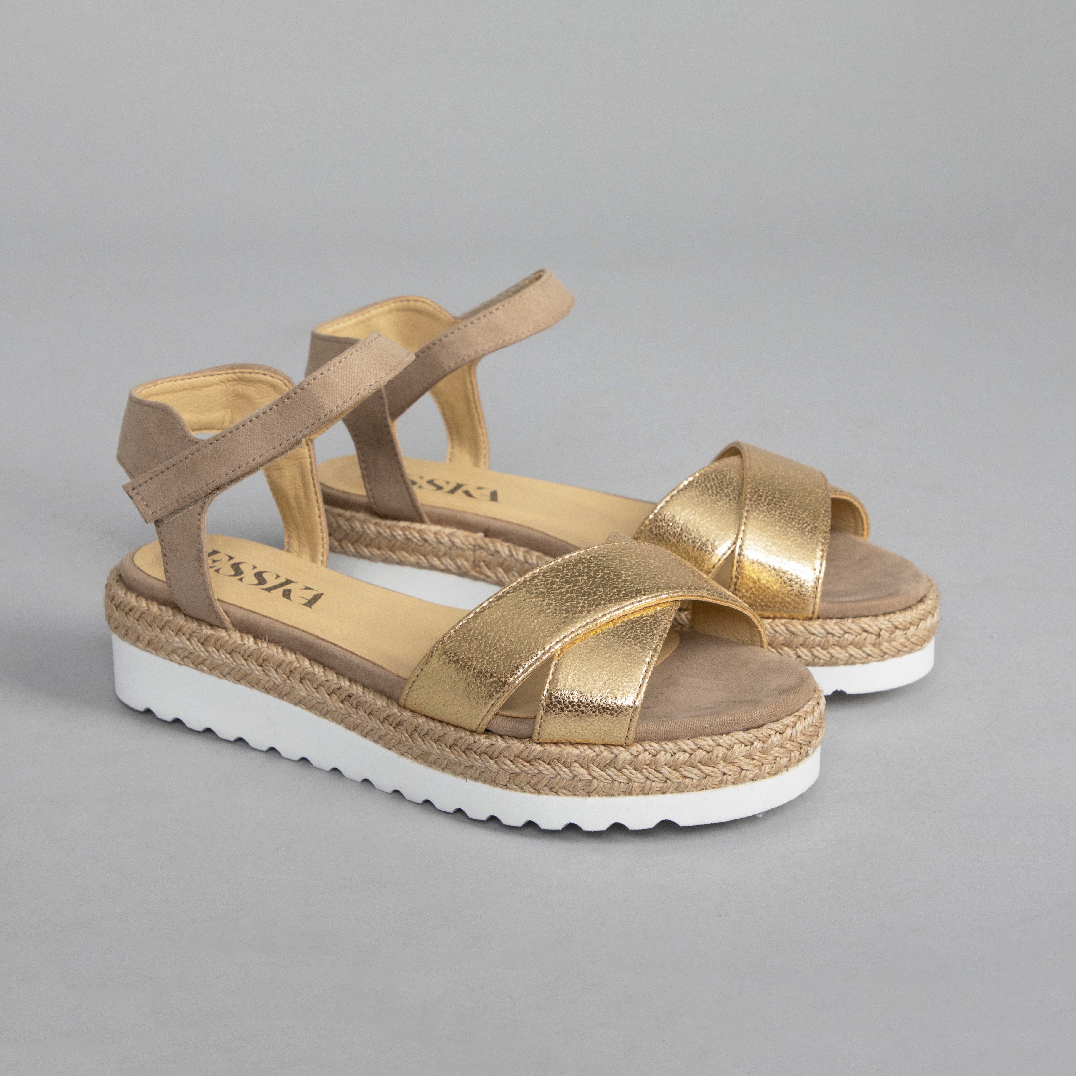 Ulya Vegan Gold Flat Sandal by Esska