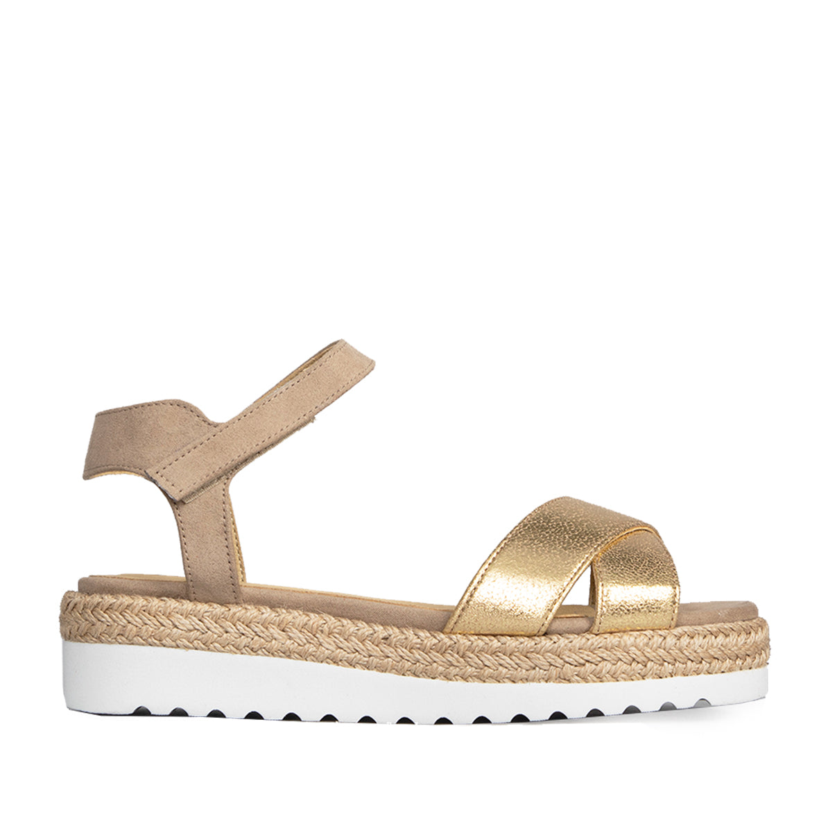 Ulya Vegan Gold Flat Sandal by Esska