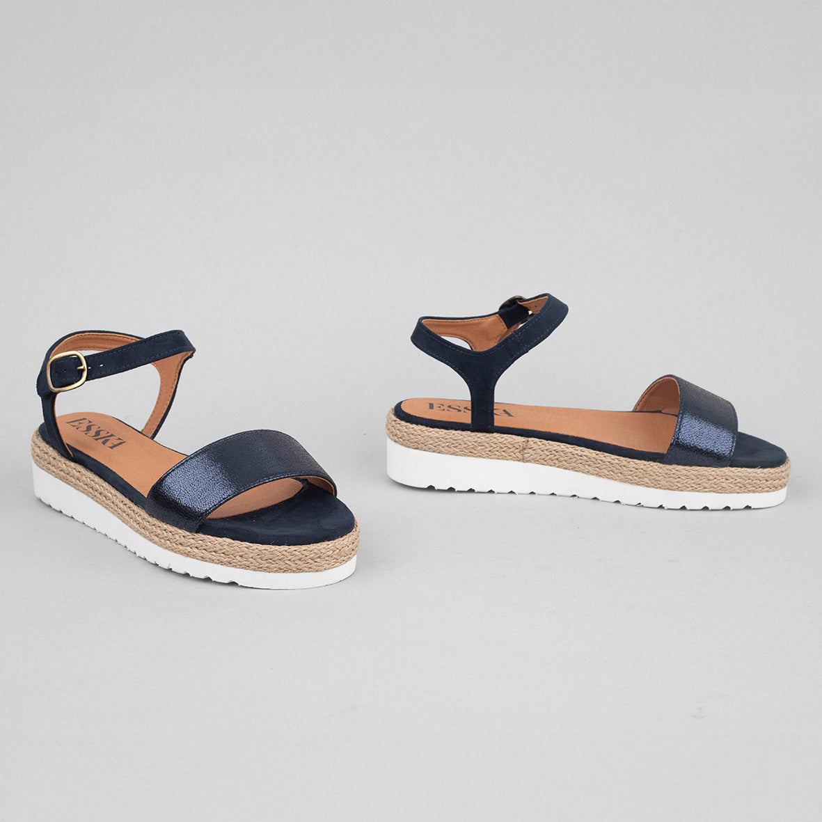 Uma VEGAN Metallic Navy Flat Sandal by Esska