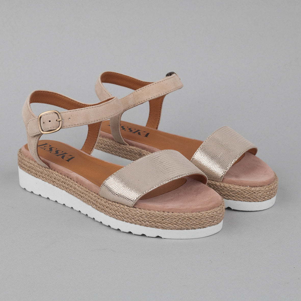 Uma Platinum Flat Sandal by Esska