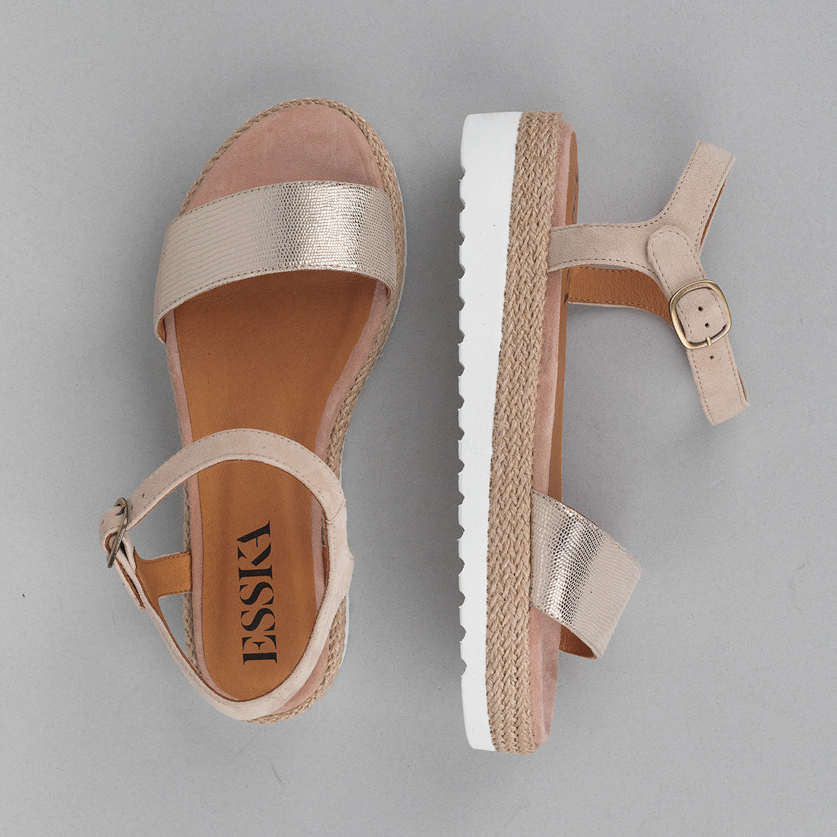 Uma Platinum Flat Sandal by Esska