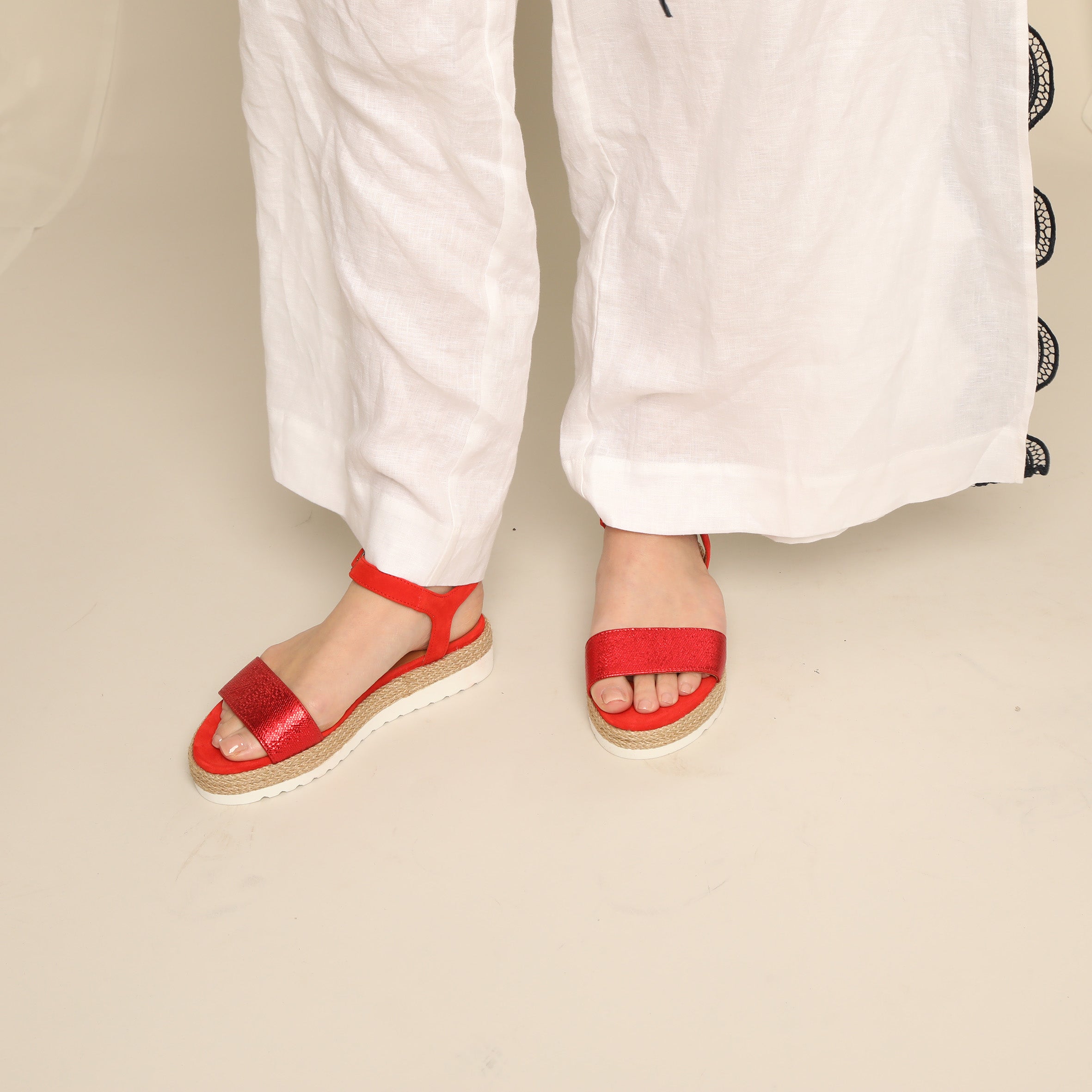 Uma Red Flat Sandal by Esska