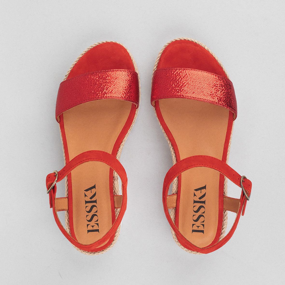 Uma Red Flat Sandal by Esska