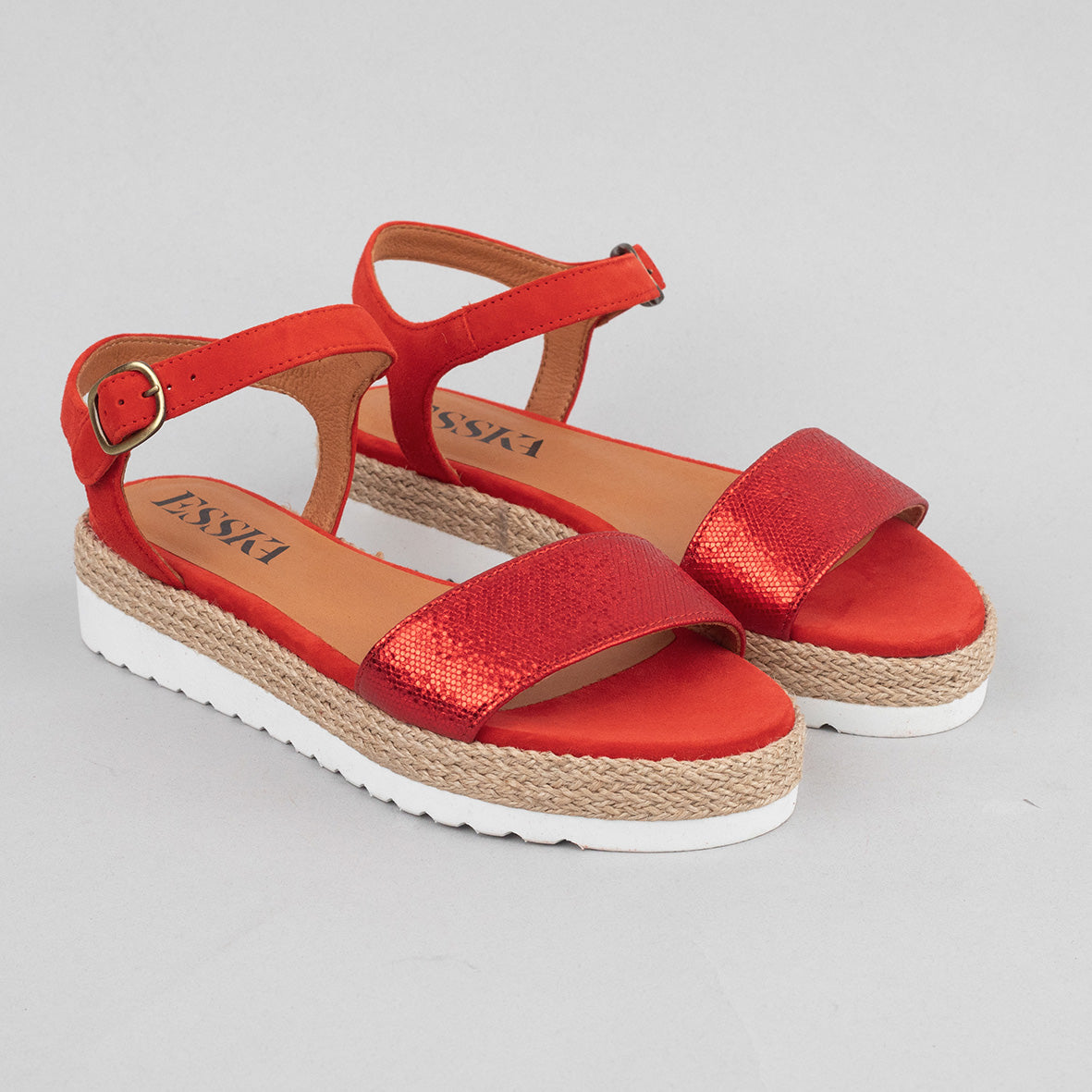 Uma Red Flat Sandal by Esska
