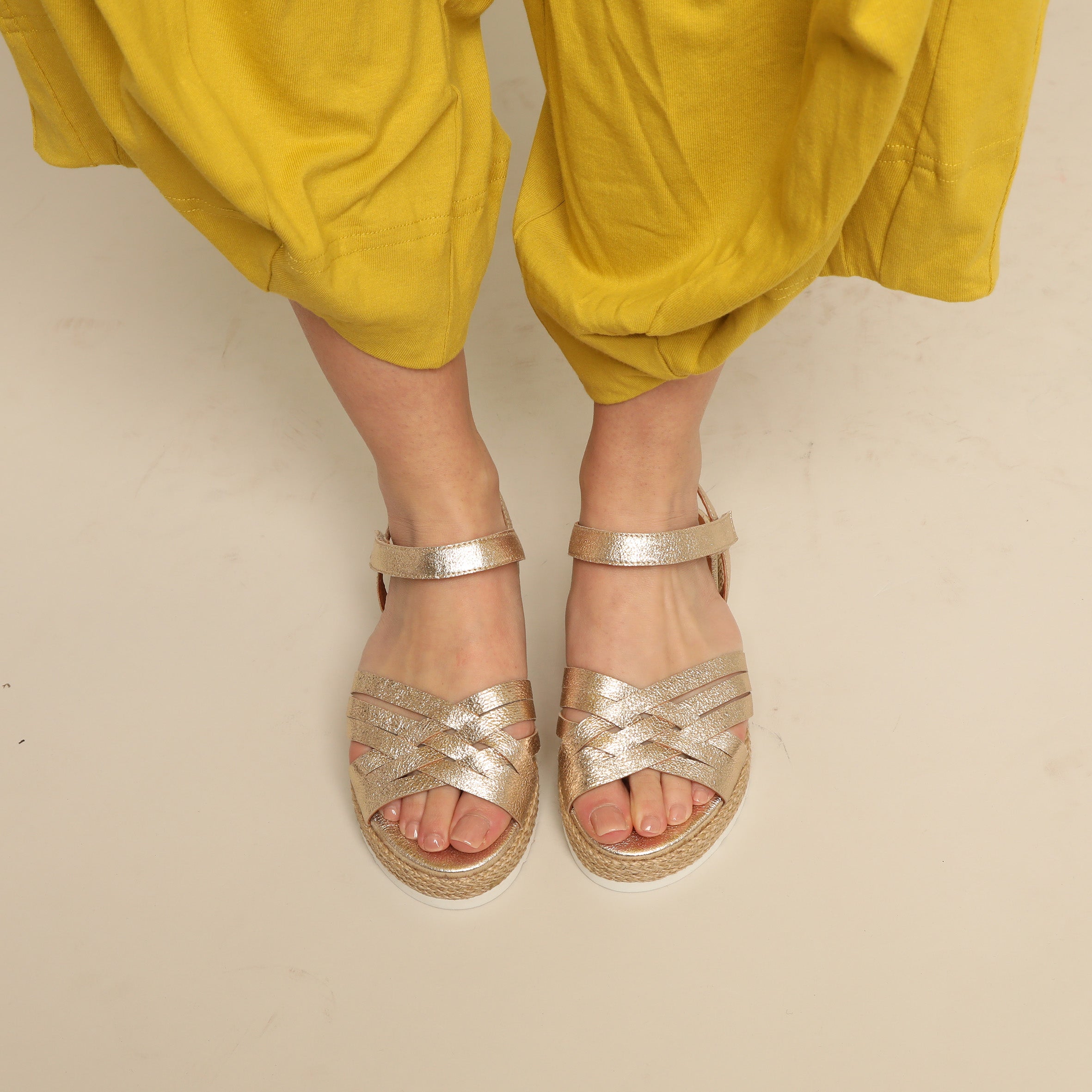 Ursula Champagne Flat Sandal by Esska