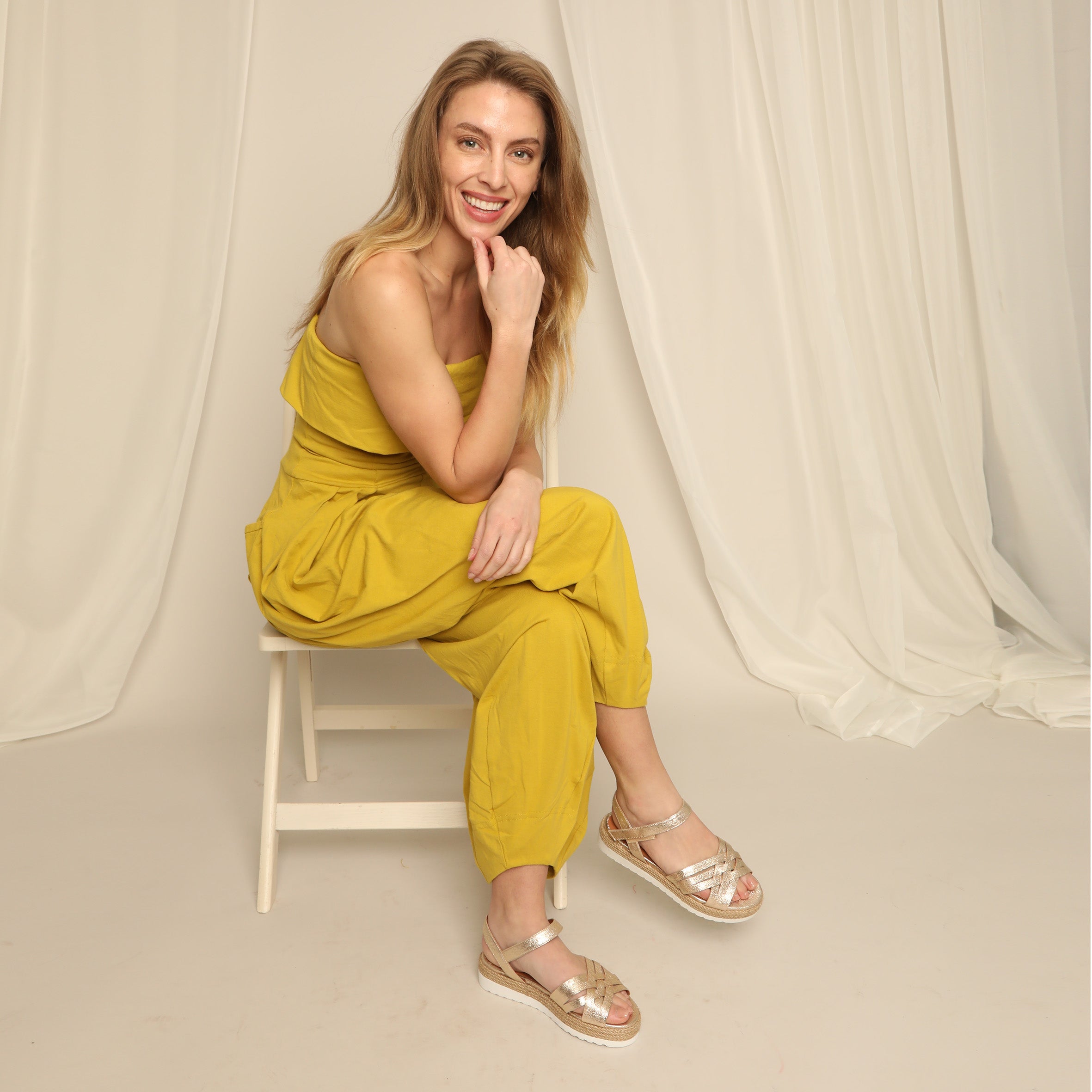 Ursula Champagne Flat Sandal by Esska