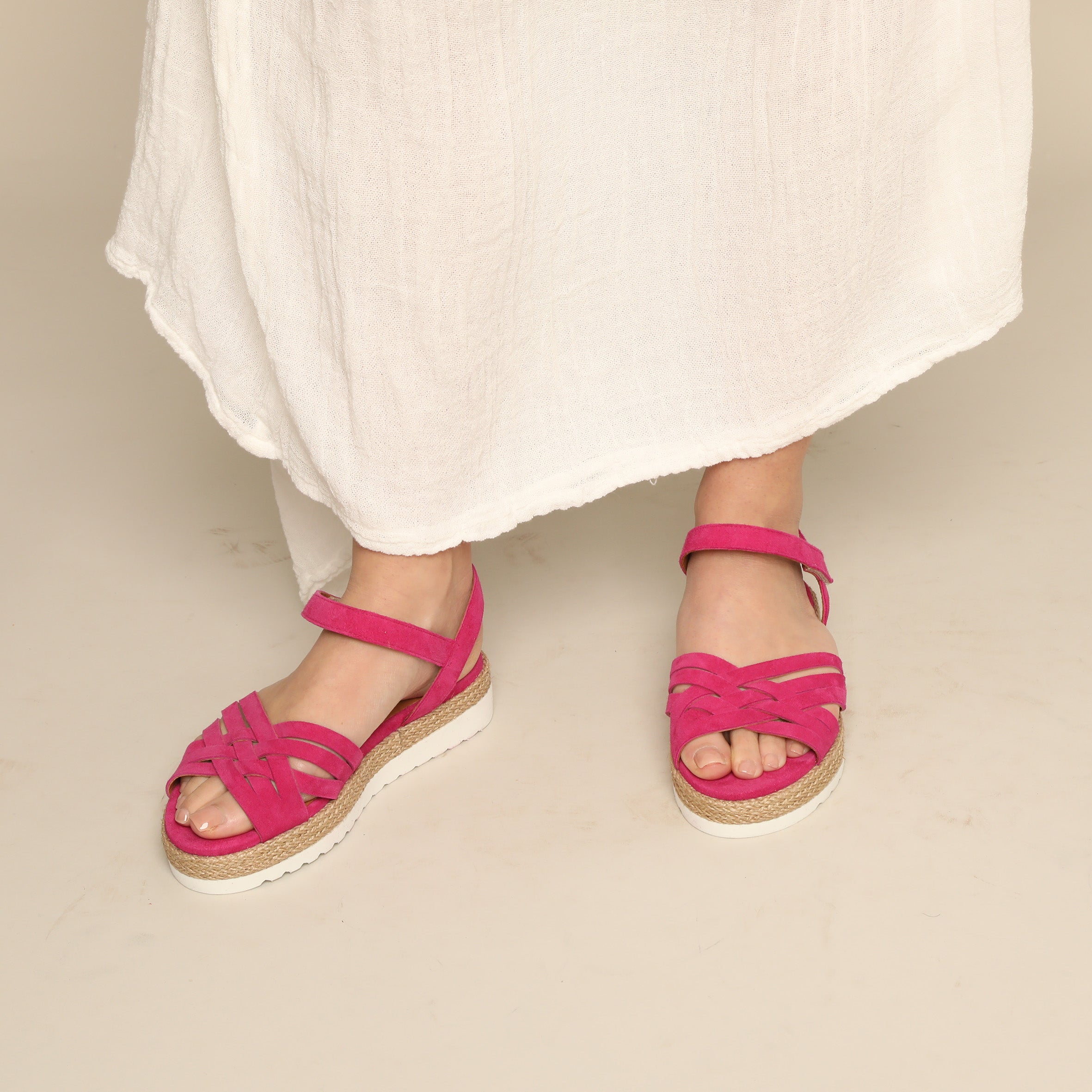 Ursula Fuchsia Flat Sandal by Esska