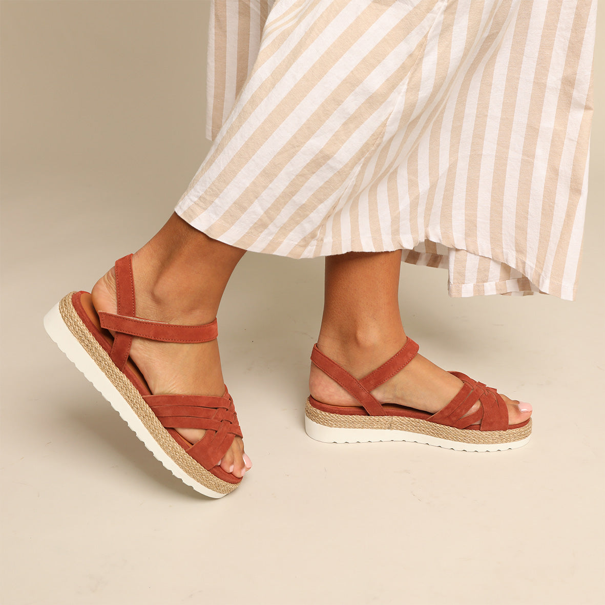 Ursula Rust Flat Sandal by Esska