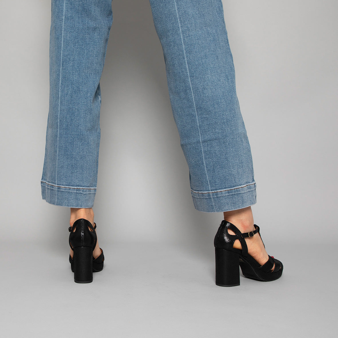 Valerie Black Metallic High Sandal by Esska