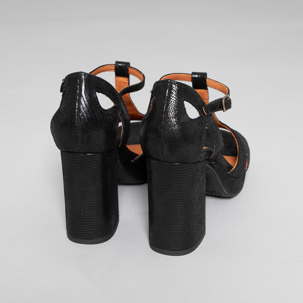 Valerie Black Metallic High Sandal by Esska