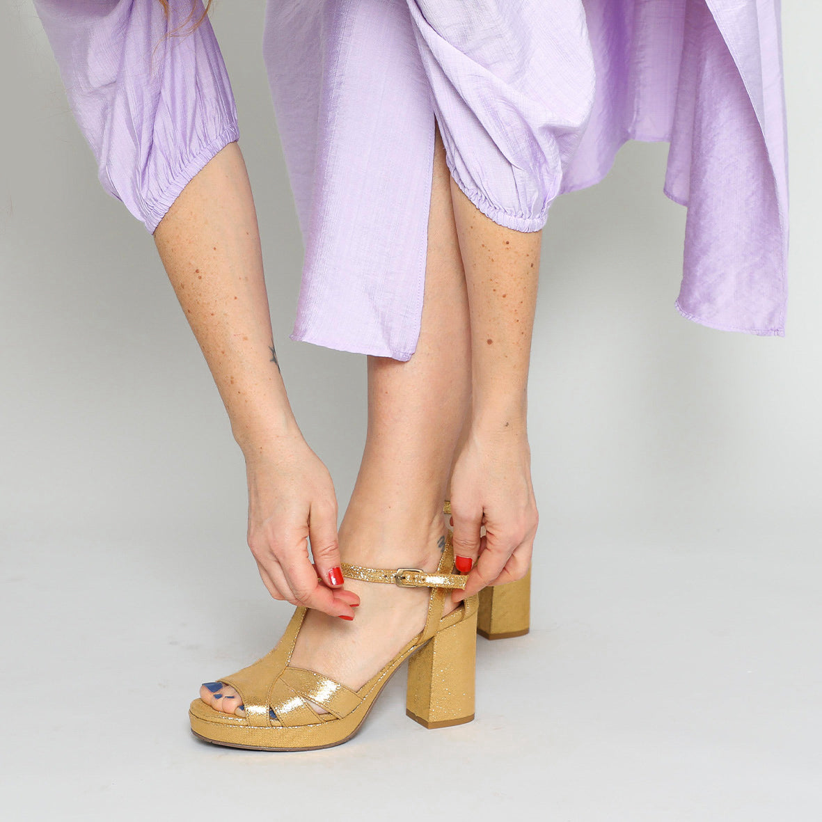 Valerie Gold High Sandal by Esska