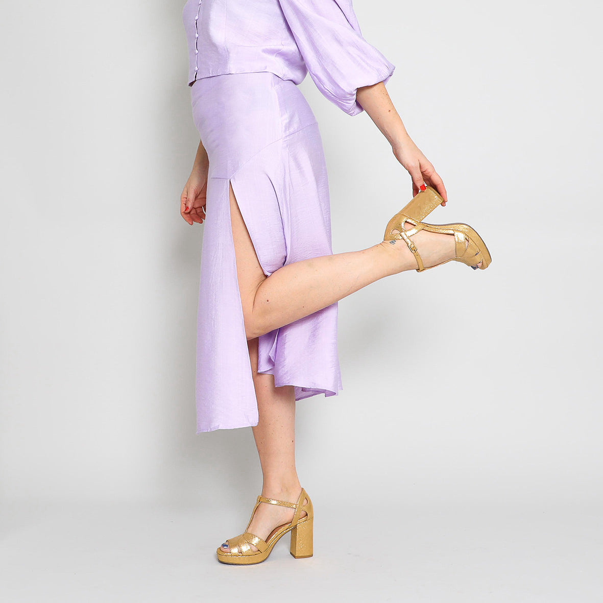 Valerie Gold High Sandal by Esska