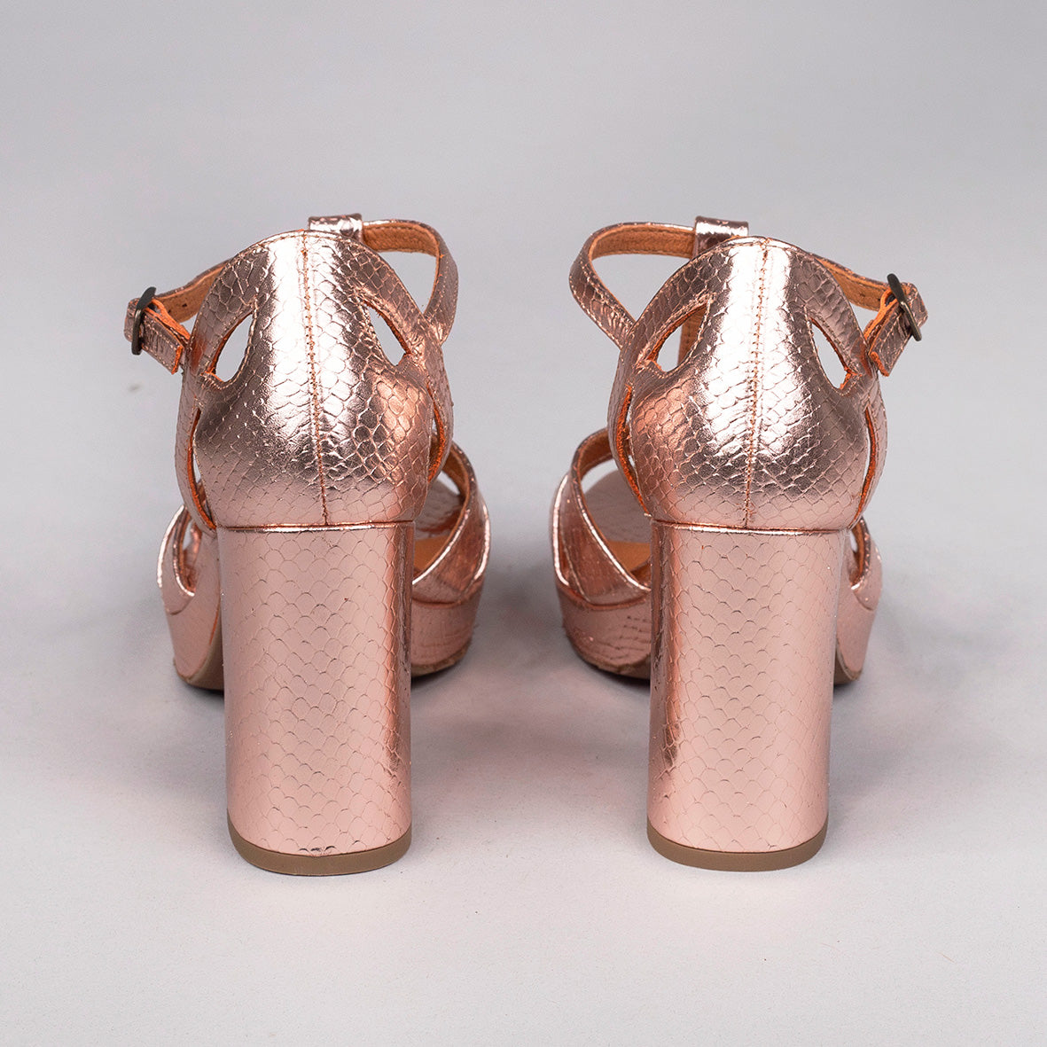 Valerie WIDE Metallic Dusty Pink High Sandal by Esska