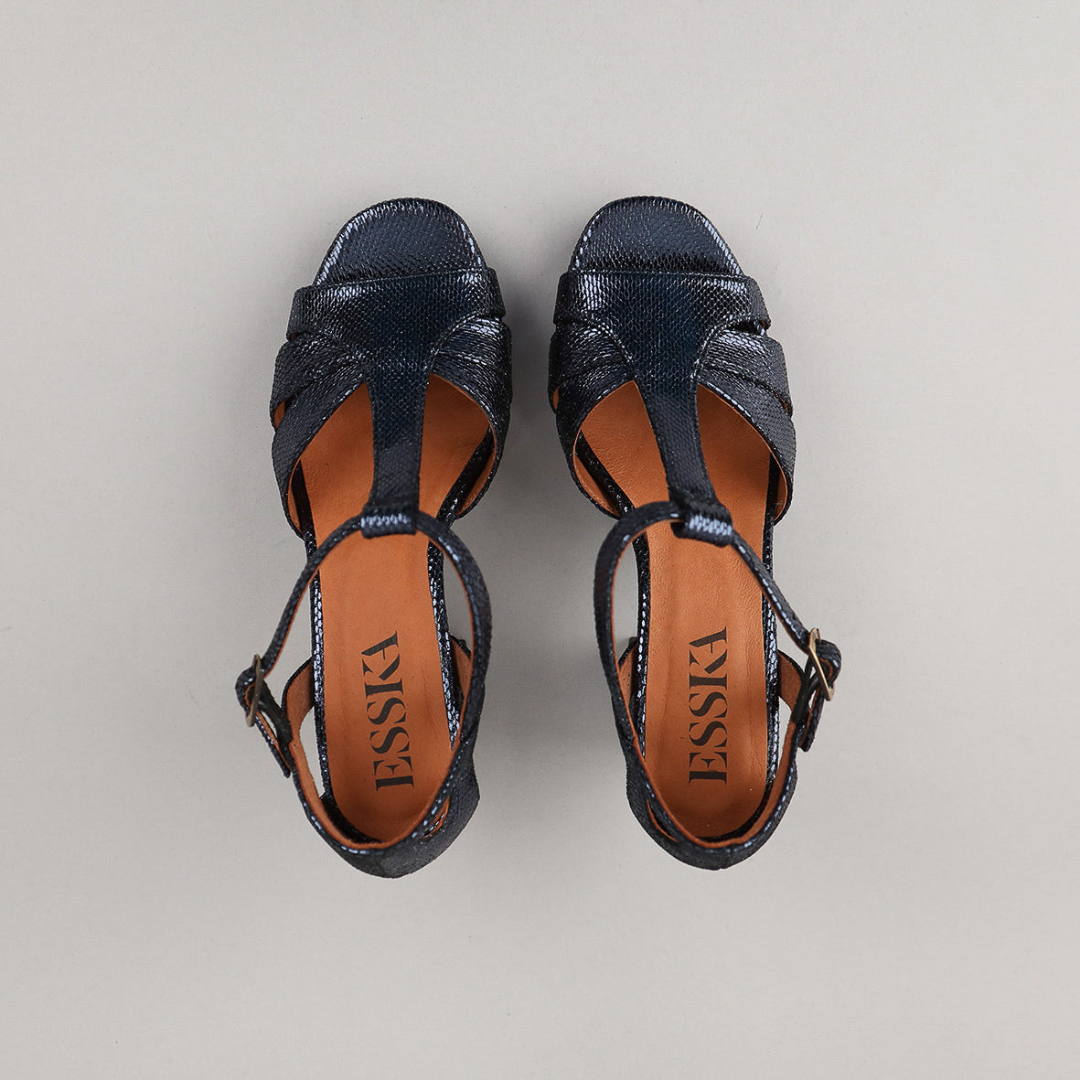 Valerie Metallic Navy High Sandal by Esska