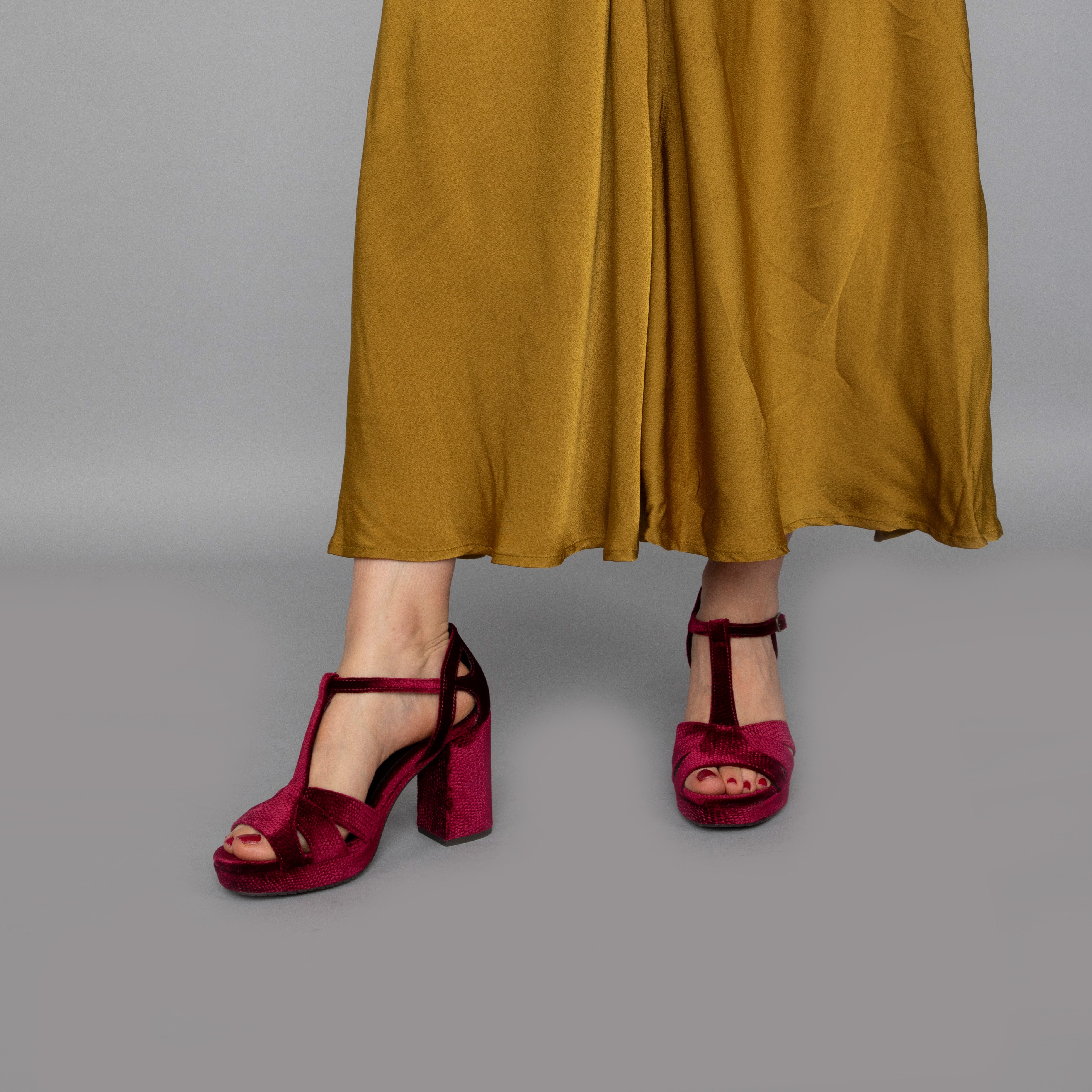 Valerie Velvet Raspberry High Sandal by Esska