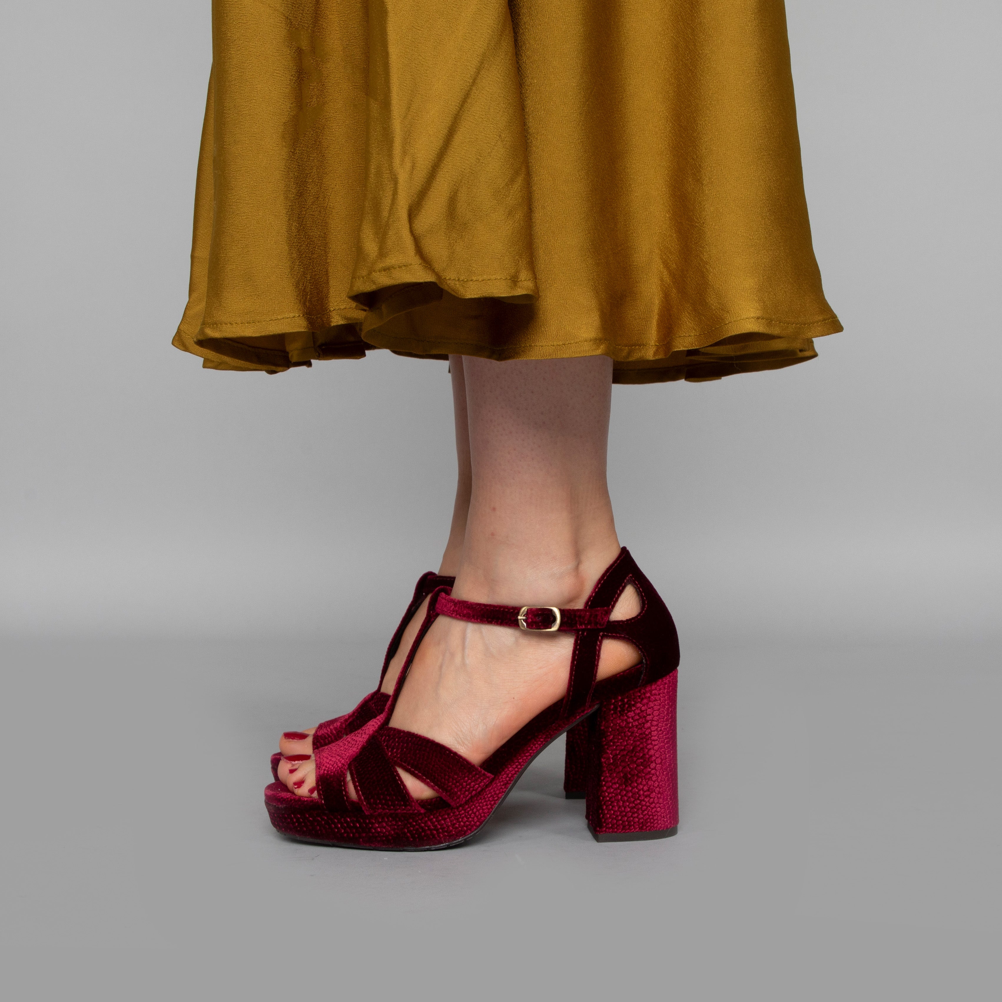 Valerie Velvet Raspberry High Sandal by Esska