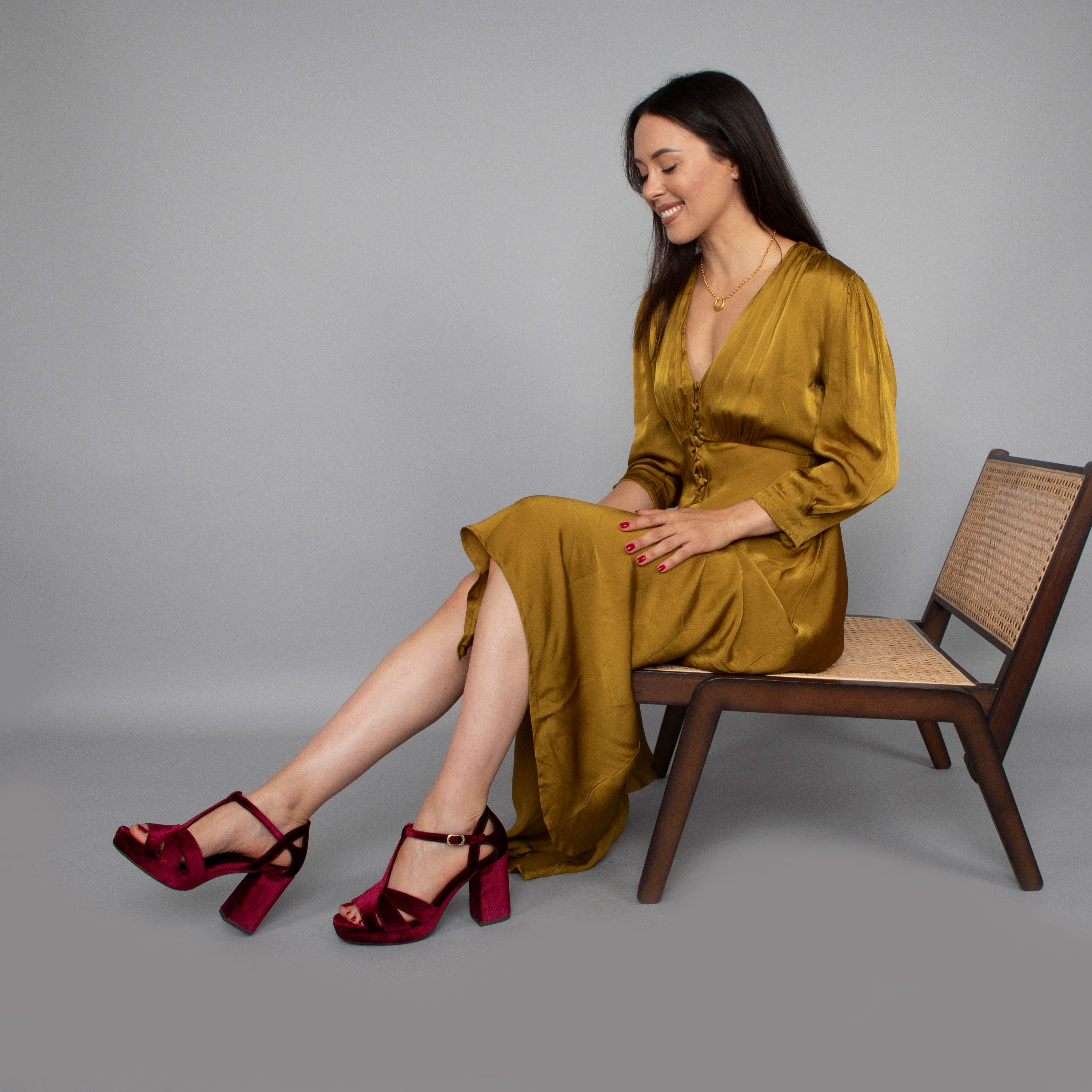 Valerie Velvet Raspberry High Sandal by Esska