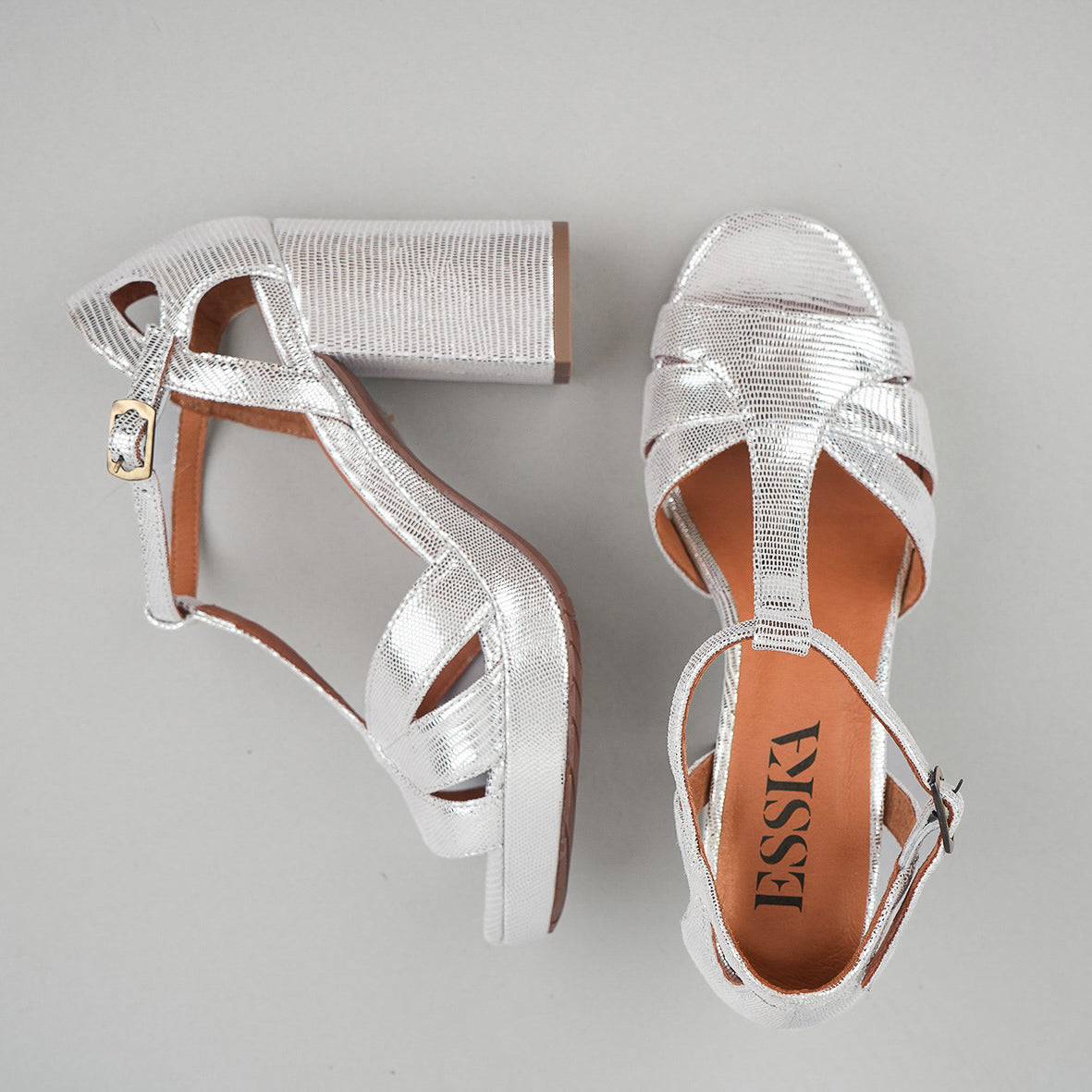Valerie Silver High Sandal by Esska