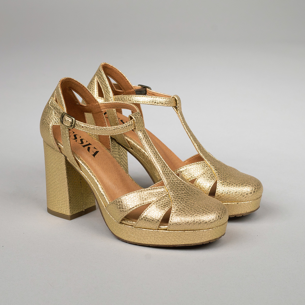 Venice Vegan Embossed Gold Mid High Shoe by Esska