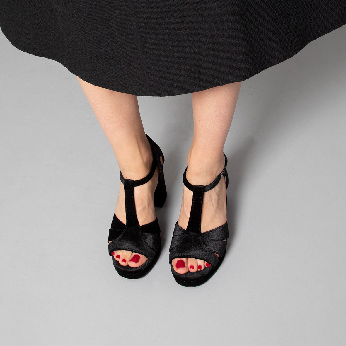 Valerie VEGAN Velvet Black High Sandal by Esska
