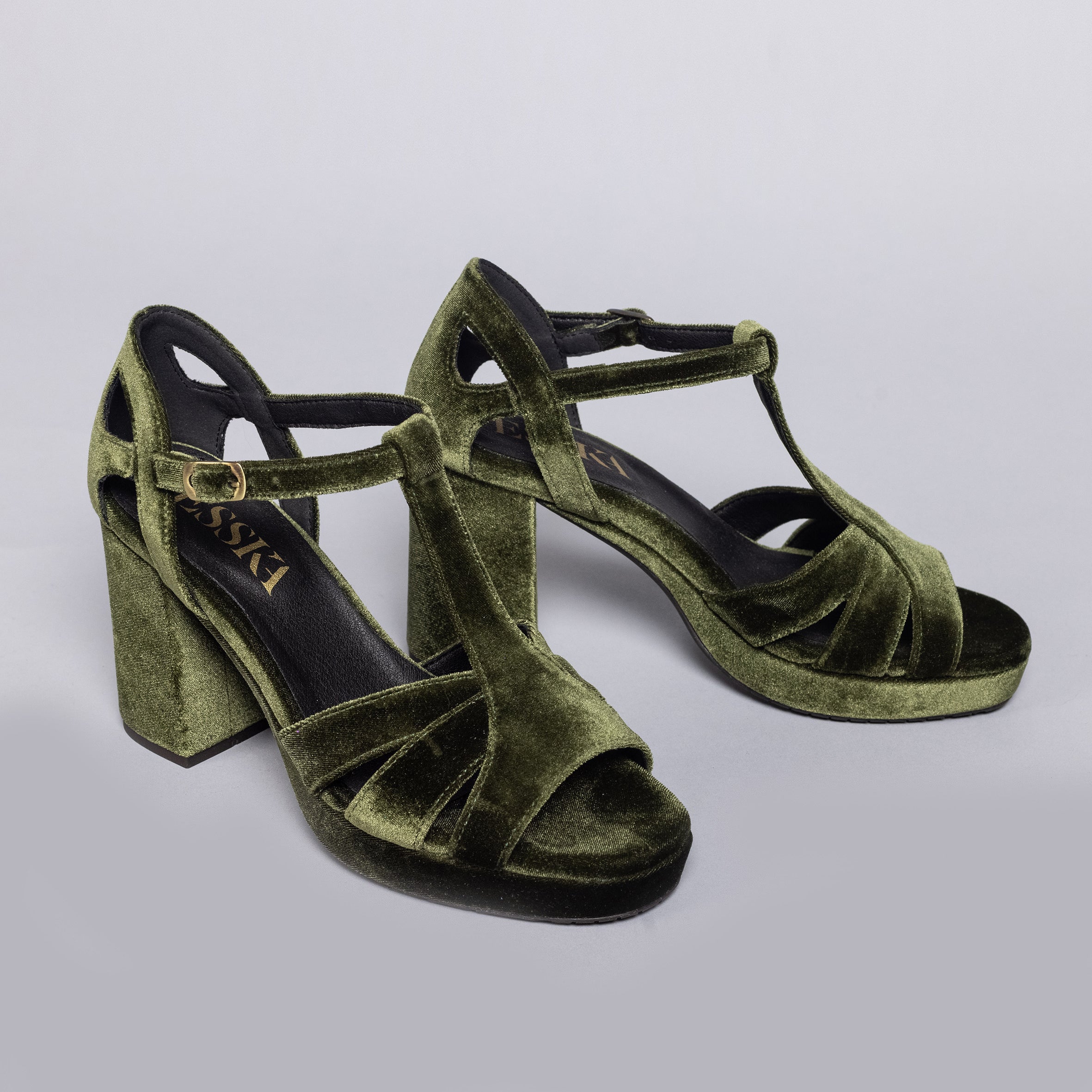 Valerie Vegan Velvet Green High Sandal by Esska