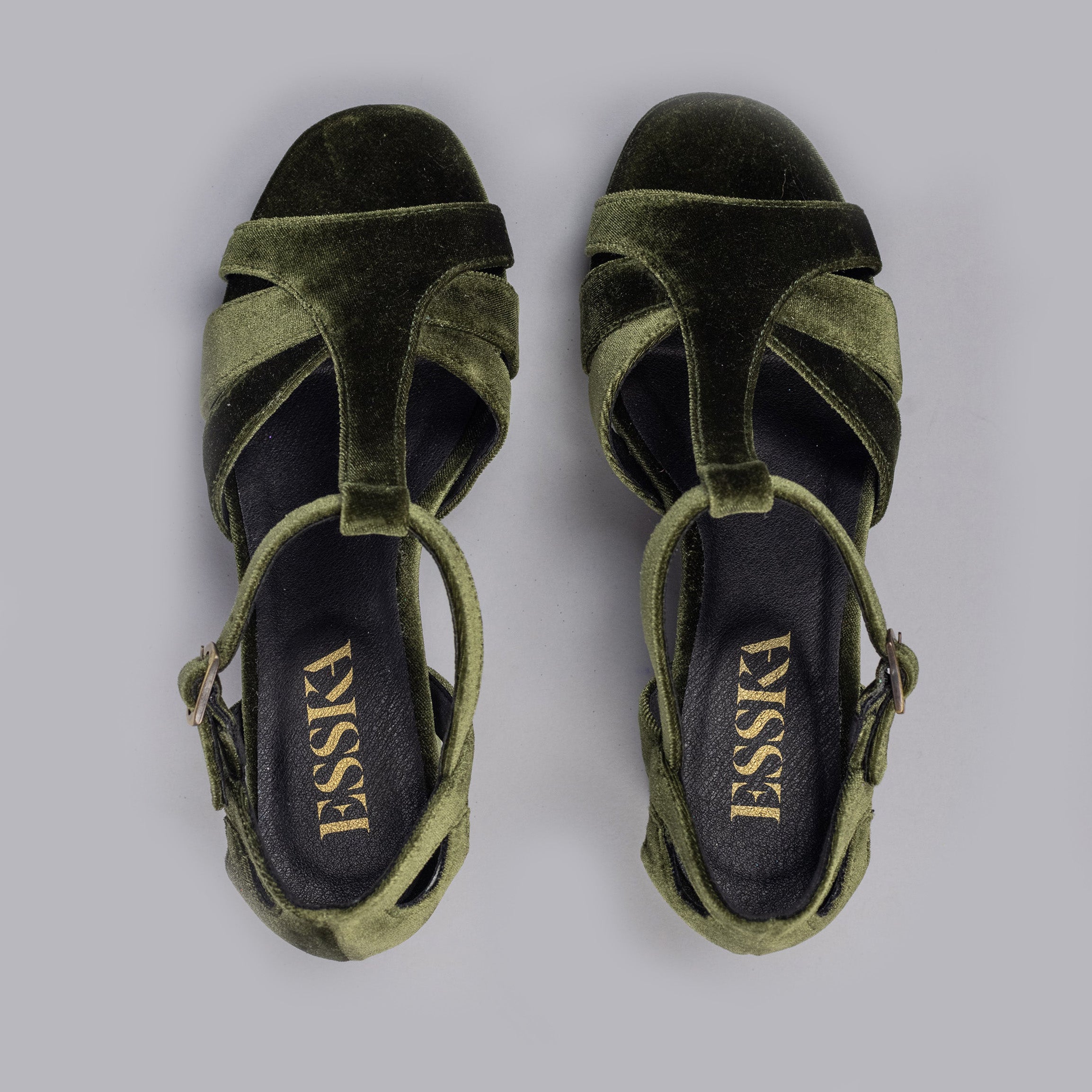 Valerie Vegan Velvet Green High Sandal by Esska