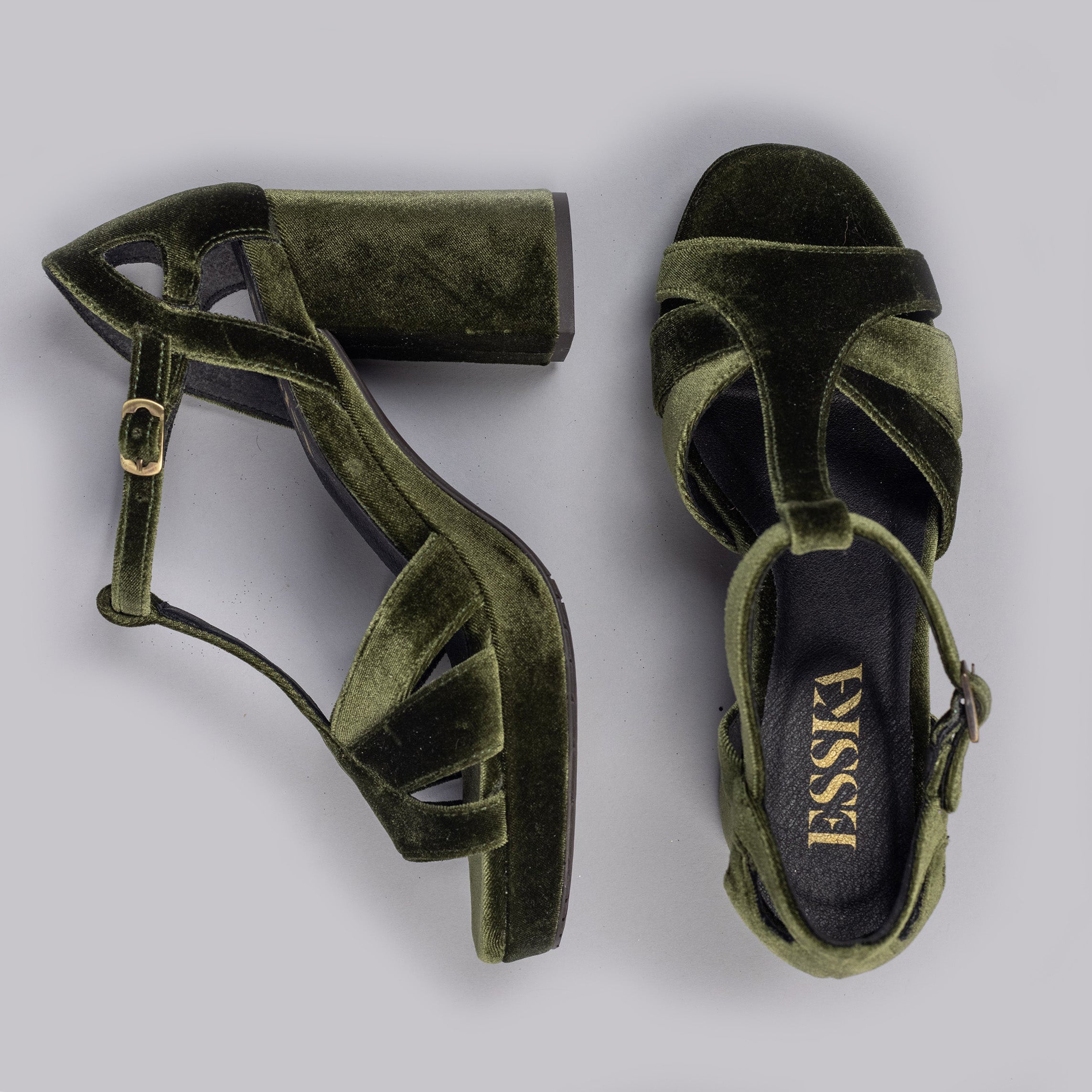 Valerie Vegan Velvet Green High Sandal by Esska
