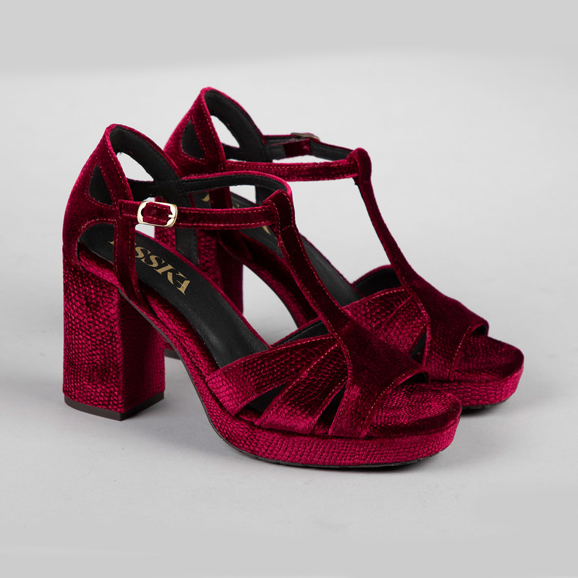 Valerie Velvet Raspberry High Sandal by Esska