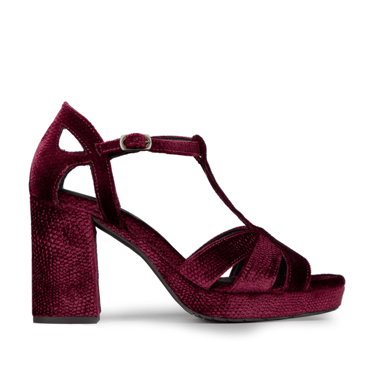 Valerie Velvet Raspberry High Sandal by Esska