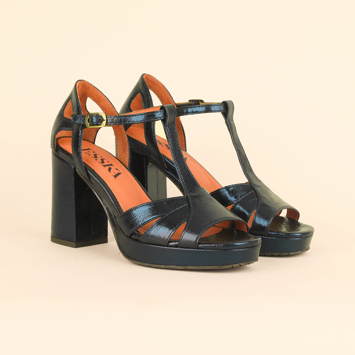 Valerie Metallic Teal High Sandal by Esska