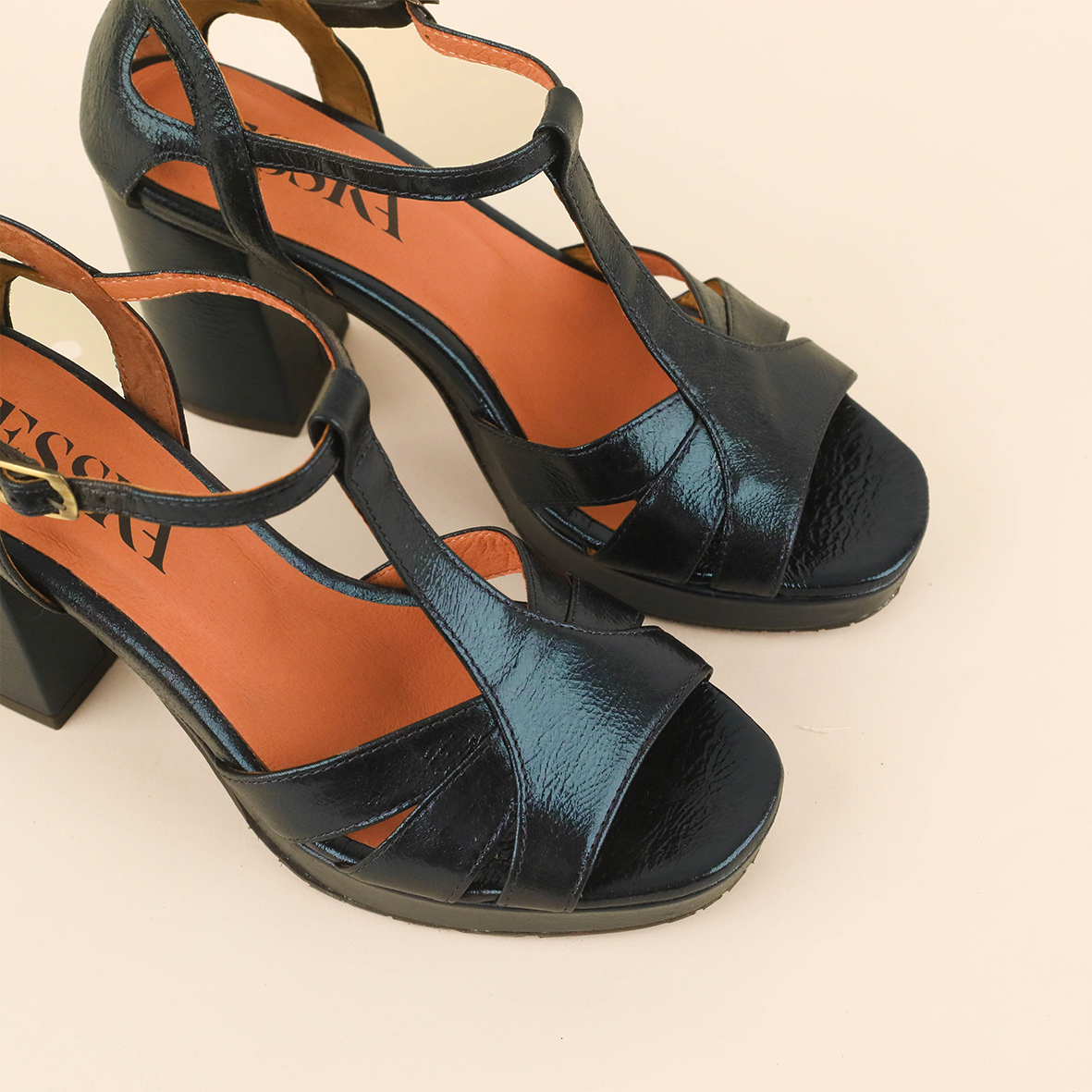 Valerie Metallic Teal High Sandal by Esska