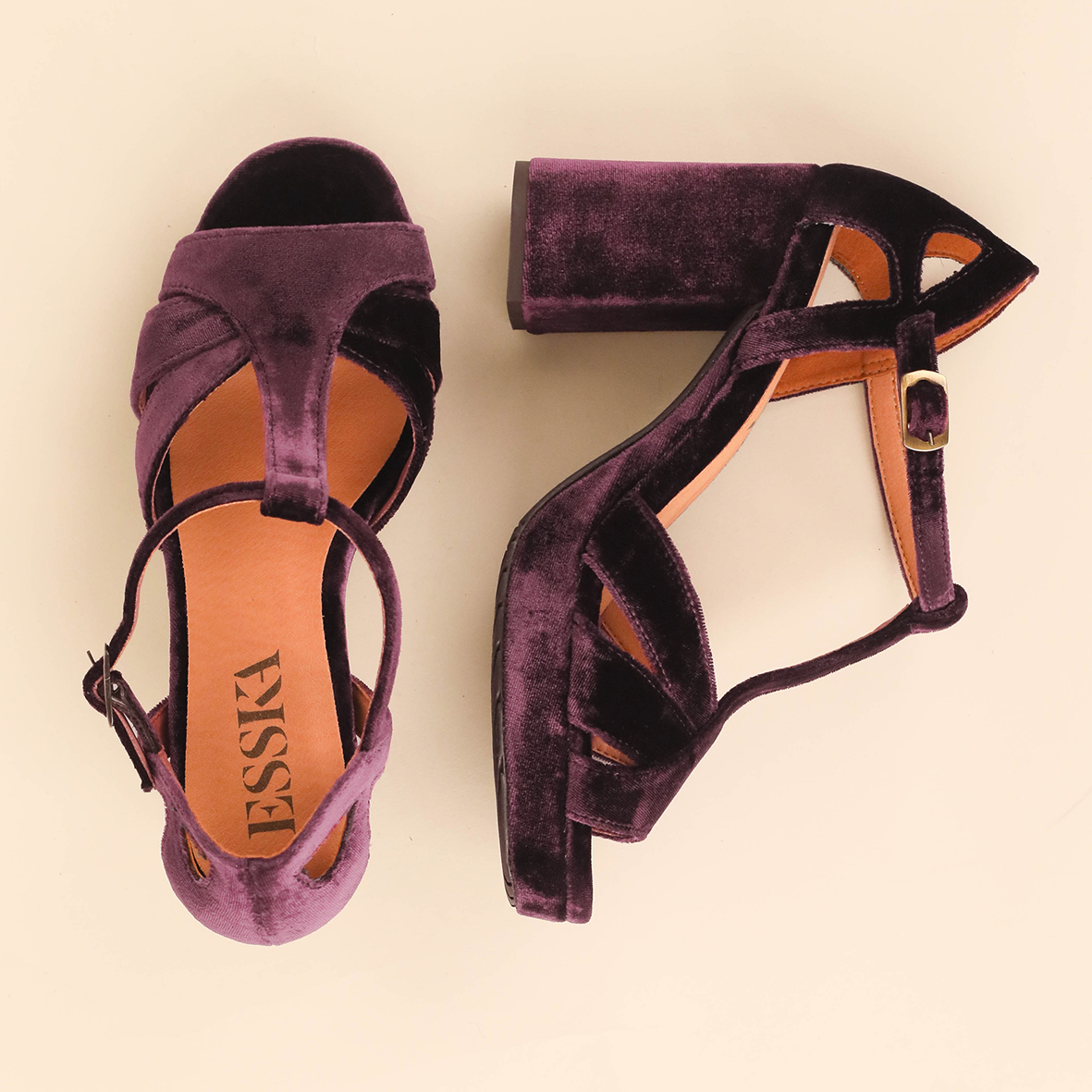 Valerie Velvet Plum AW High Sandal by Esska